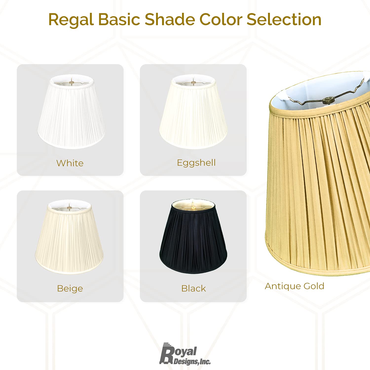 Royal Designs Deep Empire Gather Pleat Basic Lamp Shade, Beige, 9 X 18 X 14