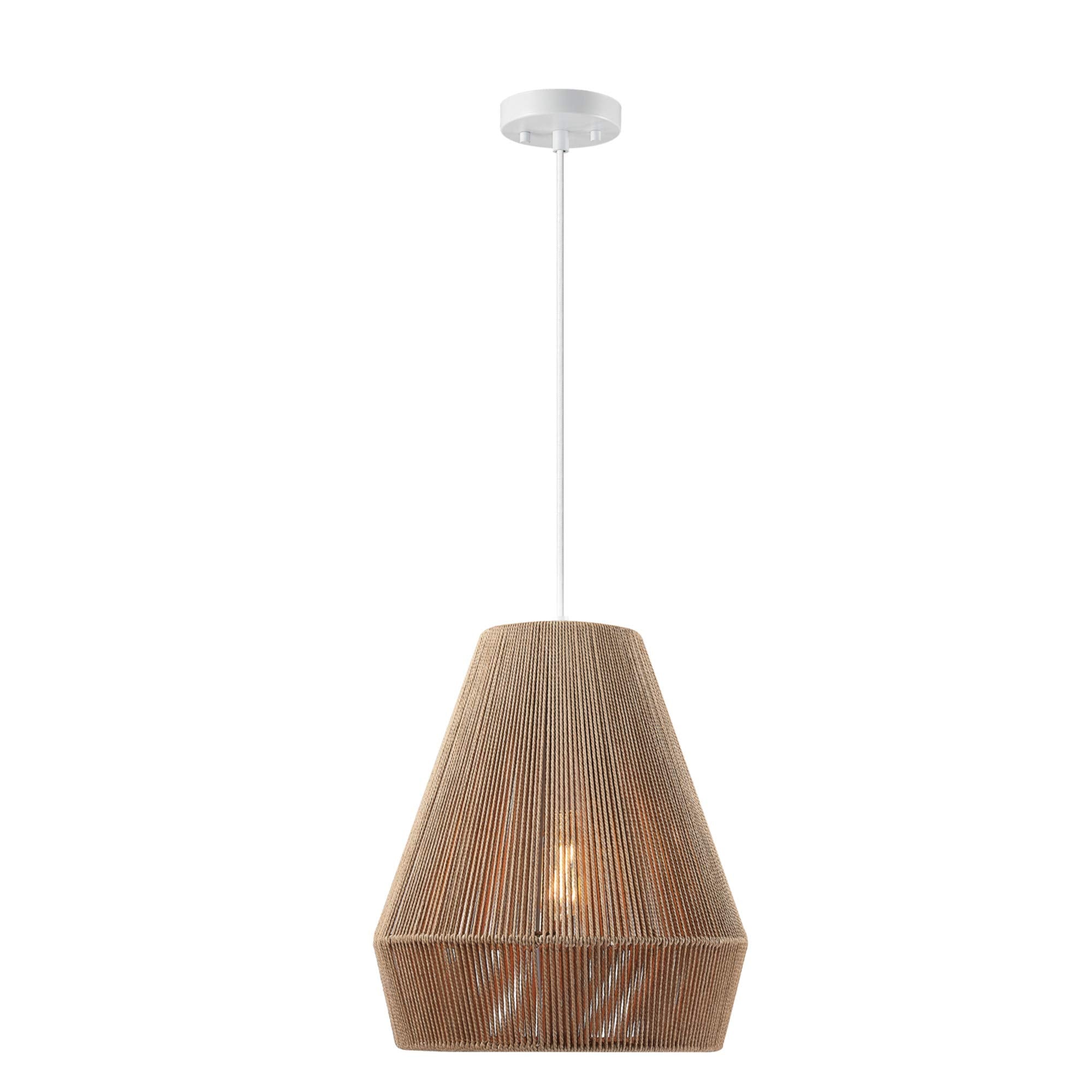 Globe Electric 60332 Grant 1-Light Pendant Lighting, Twine, Matte White, White Fabric Cord