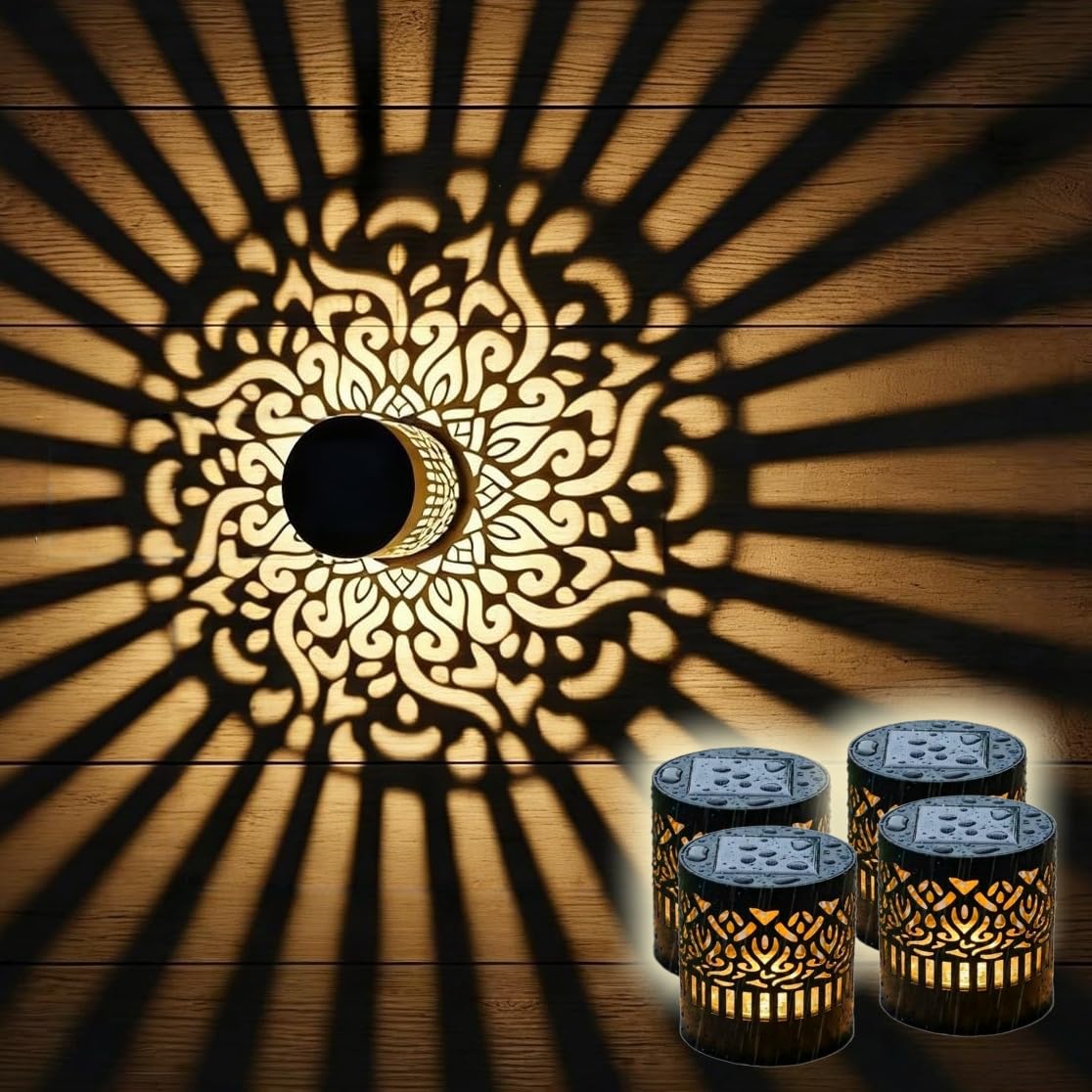 SXXSMYWR Decorative Solar Mandala Lights, Solar Mandala Lights Outdoor, Mandala Theme Waterproof Fence Light for Garden Post Pat