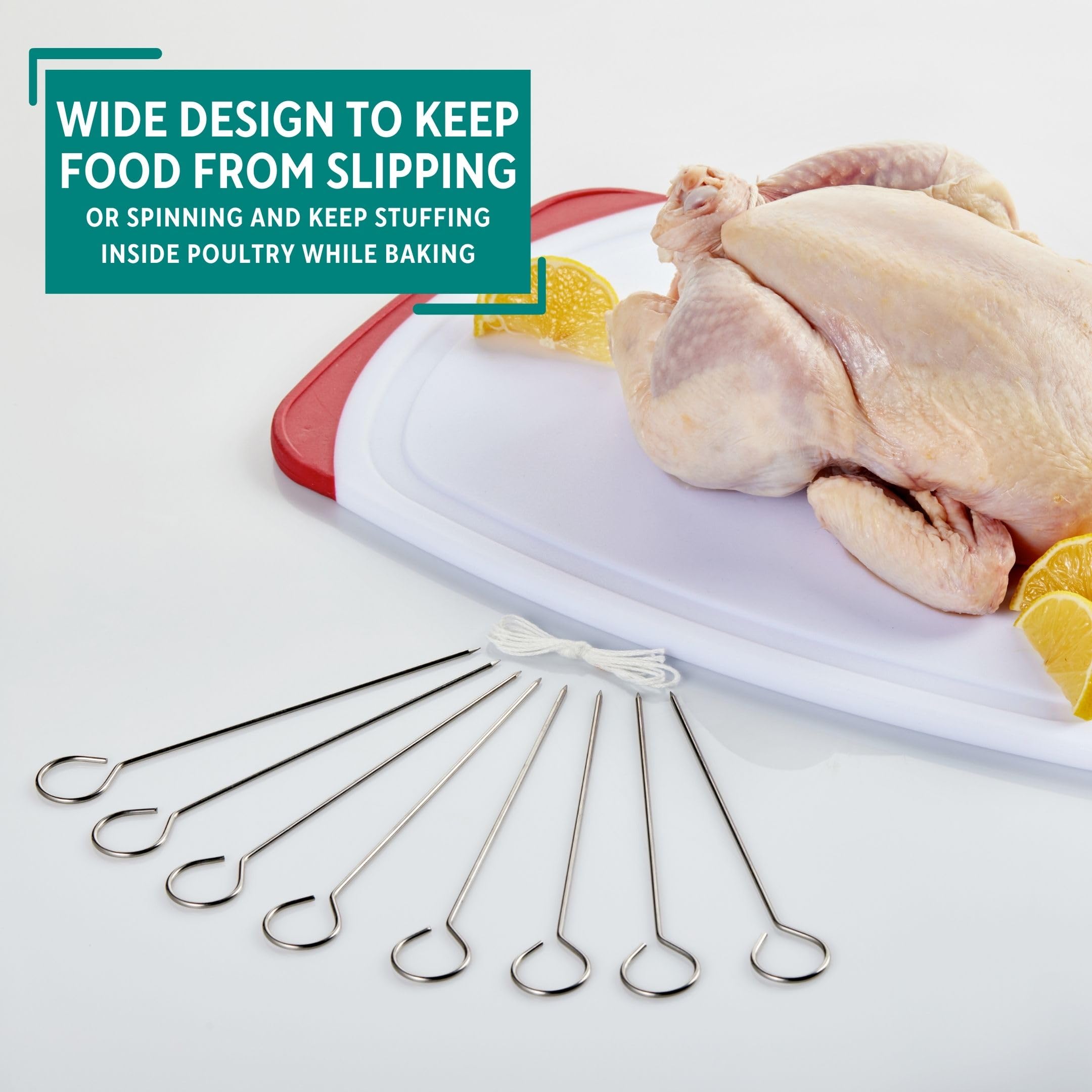 Mirro Stainless Steel Turkey Lacers, 8 Piece, Silver