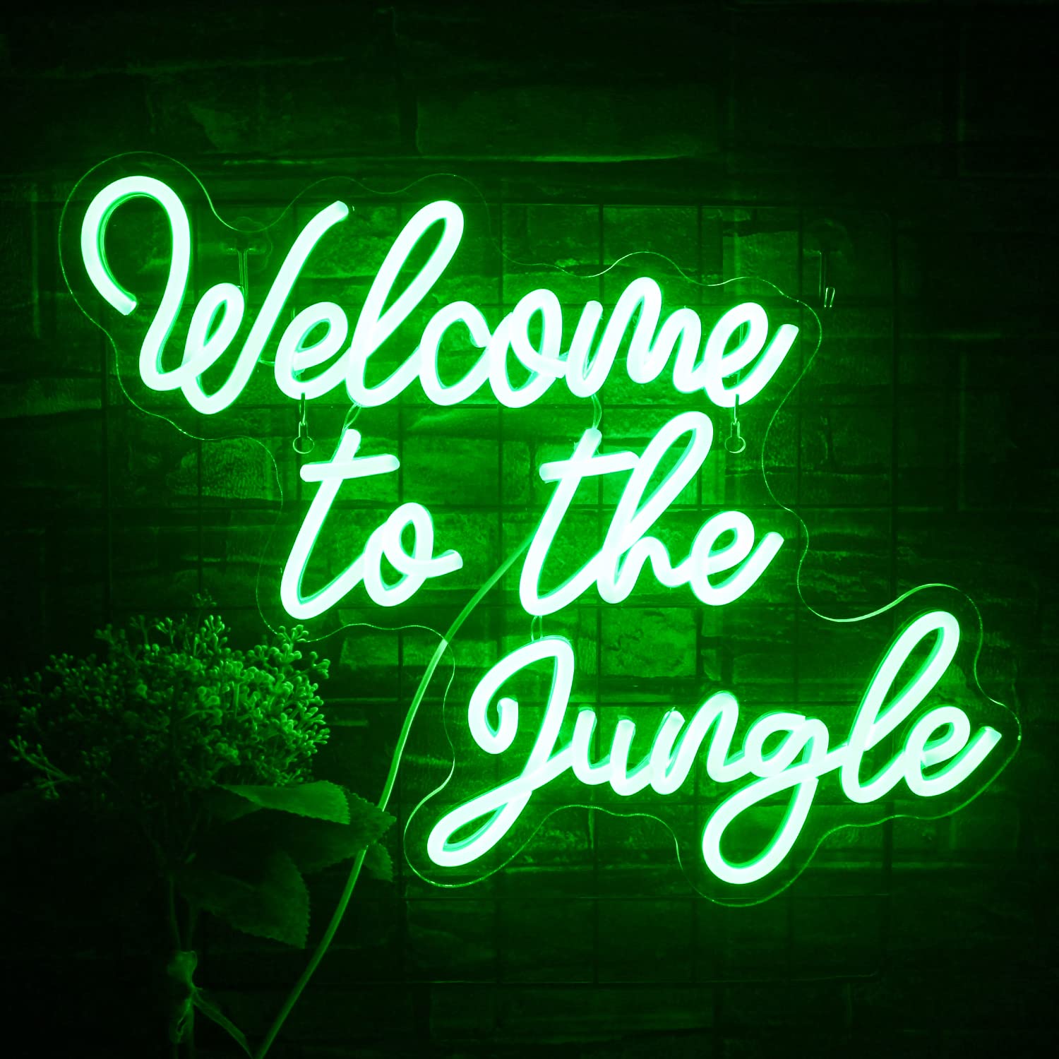 FAXFSIGN Neon Sign - Jungle Decor LED Light - 16.5inx13in - Colorful Green - USB Wall Decor for Home, Garden, Party