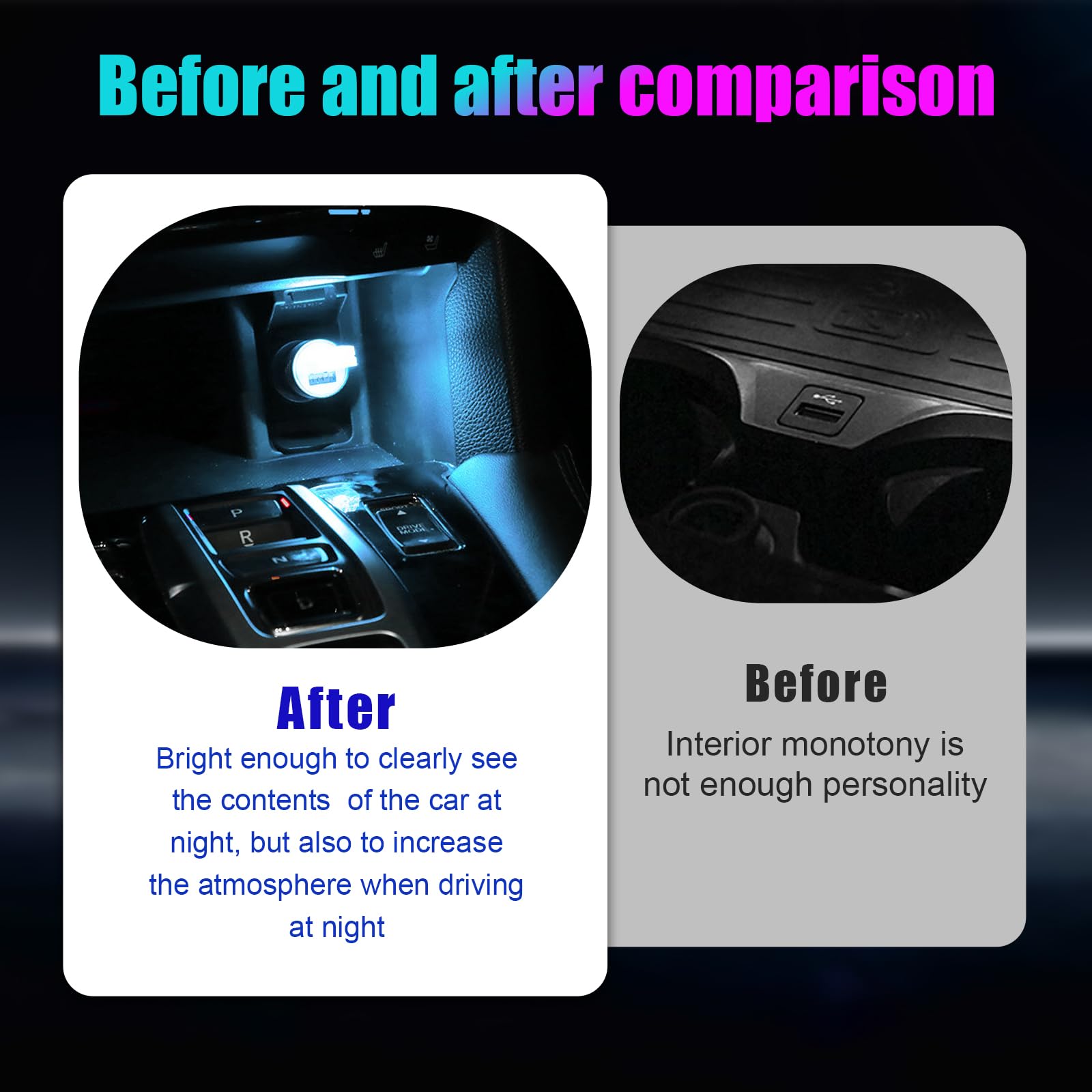 Sylvil 4 Pcs Usb Led Car Interior Atmosphere Lamp  Portable Mini Led Night Light  Plug-In Usb Interface Trunk Ambient Lighting Kit  Universal Interior Car Accessories (2 Blue+2 Ice Blue)