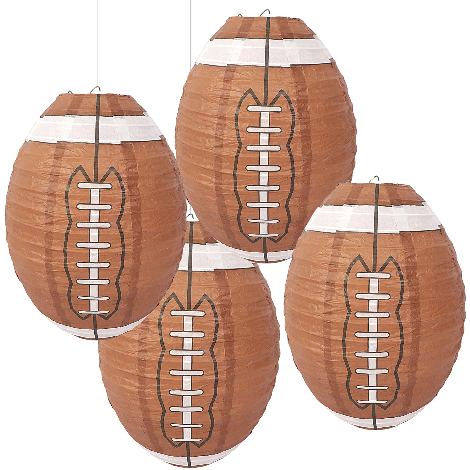 DECYOOL 4PCS Football Paper Lanterns Hanging Football Decoration Ball Lantern Table Centerpieces for Sports Creative Football Pa