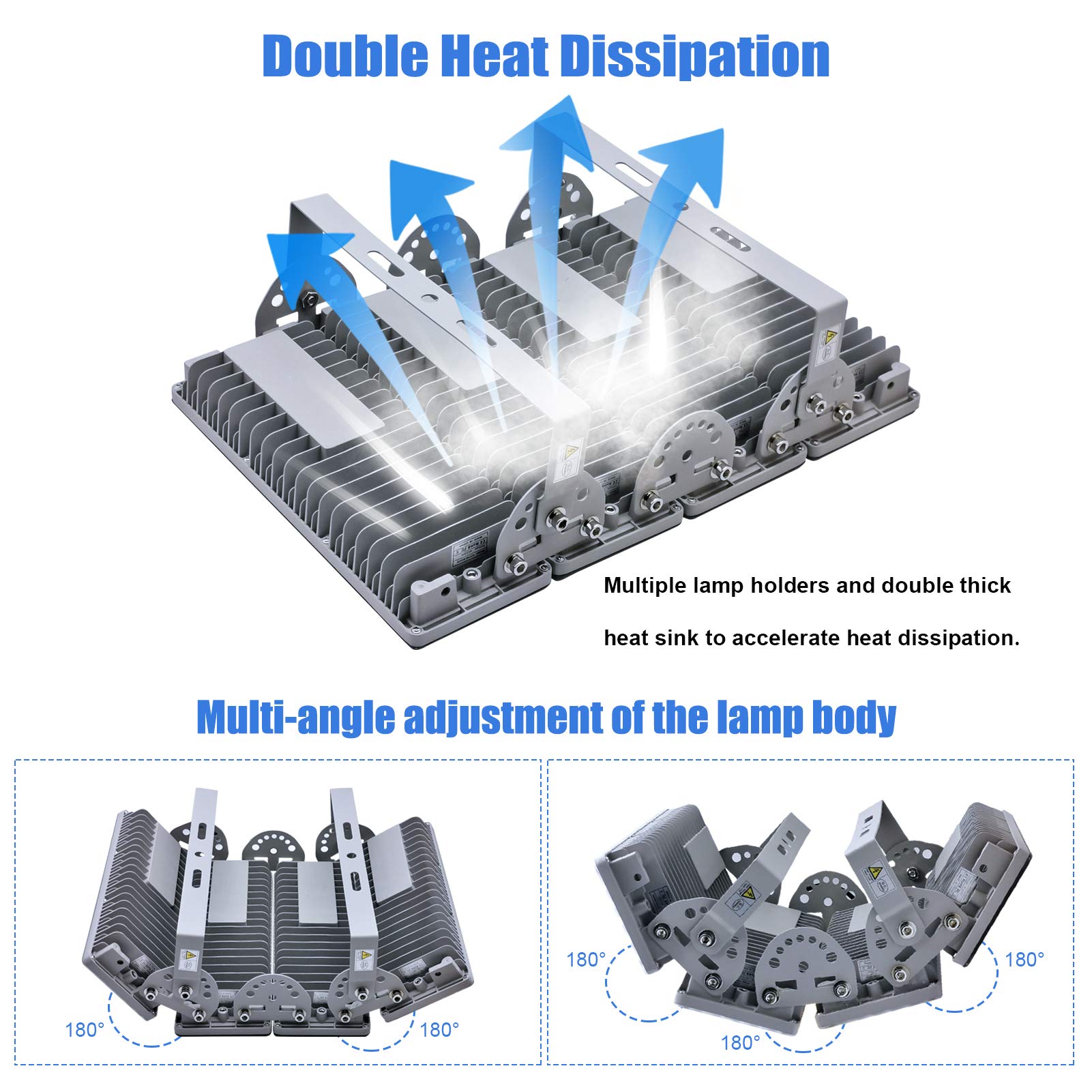 Kekeou Led Flood Lights Outdoor Stadium Lights Led Floodlights Outdoor Arena Lights 400W 44000Lm 6500K Ip67 Waterproof Adjustabl