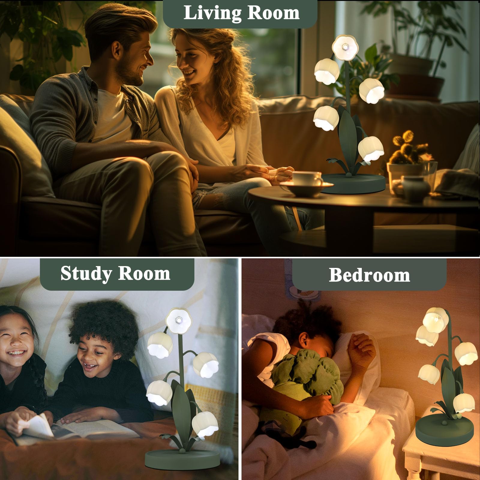 Guiguzhj Flower Table Lamp, 3 Level Brightness Vintage Flower Reading Light With E26 Bulb, Cute Desk Lamp Bedside Lamps Lily Lam