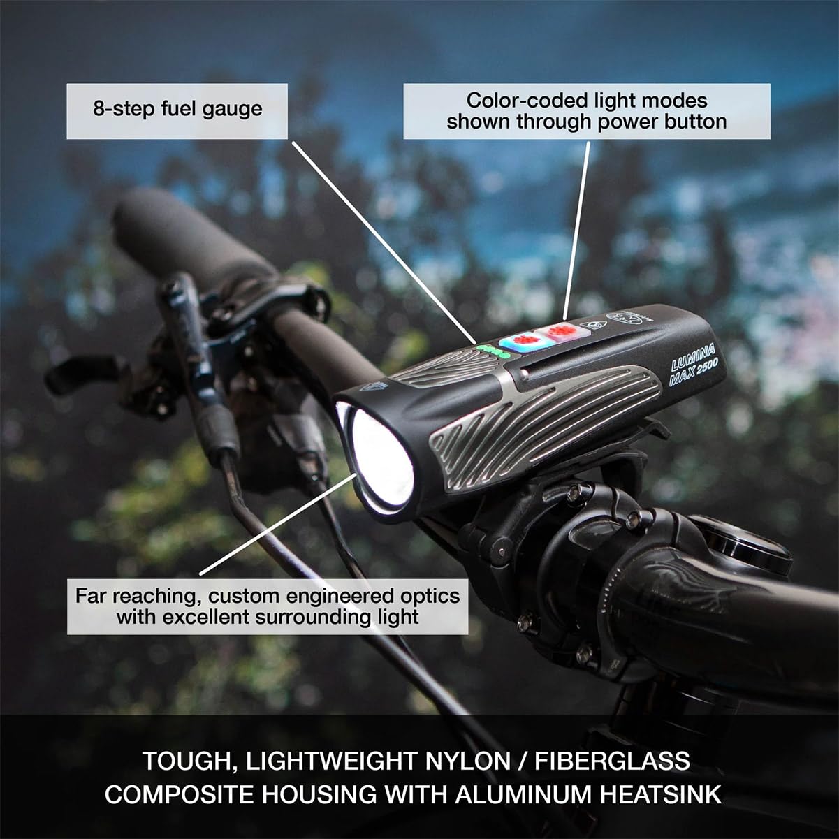 Niterider Lumina Max 2500 Lumen Headlight Rechargeable Mtb Road Commuter Bike Light Front Led Light Easy To Install Cycling Safety