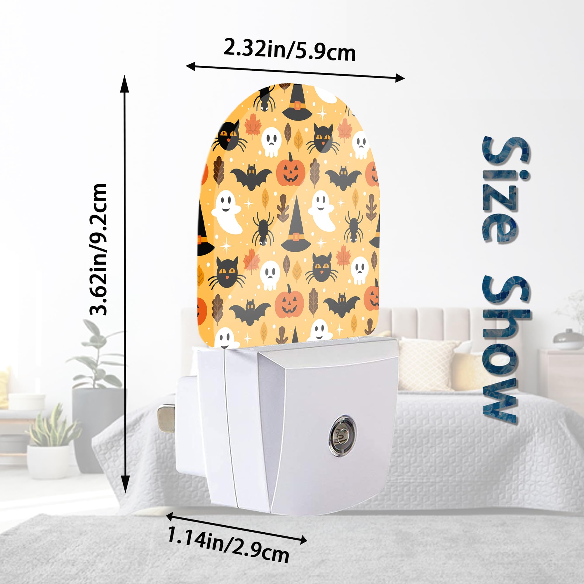 Axxitude Halloween Ghost Skull Pumpkin Cat Night Lights Plug Into Wall For Girls Boys Room,Night Light Led Lamp Dusk To Dawn Sensor Round Lamp For Bedroom Bathroom Hallway Home Wall Decor Nightlight