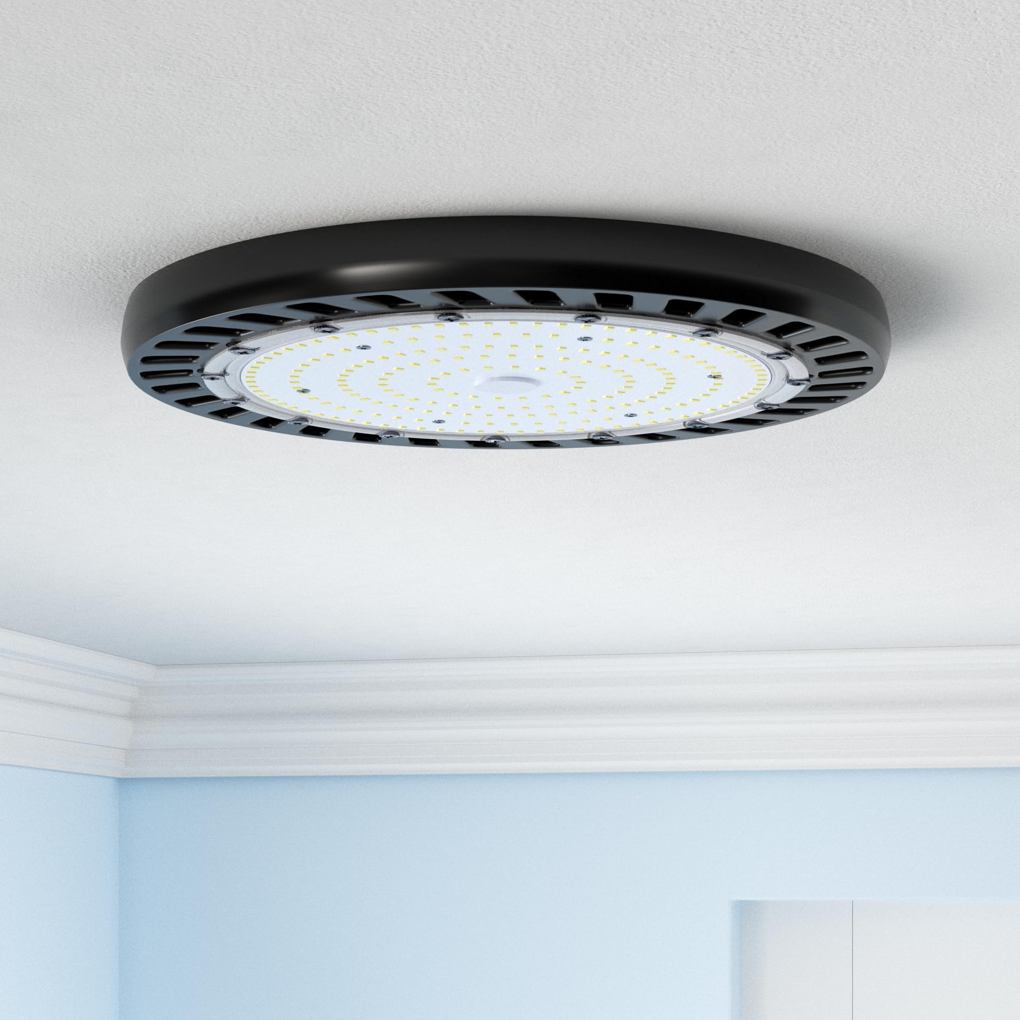 hykolity LED High Bay Light 200W, 5000K, Black, 26,000lm, IP66, UFO Fixture for Commercial Warehouse