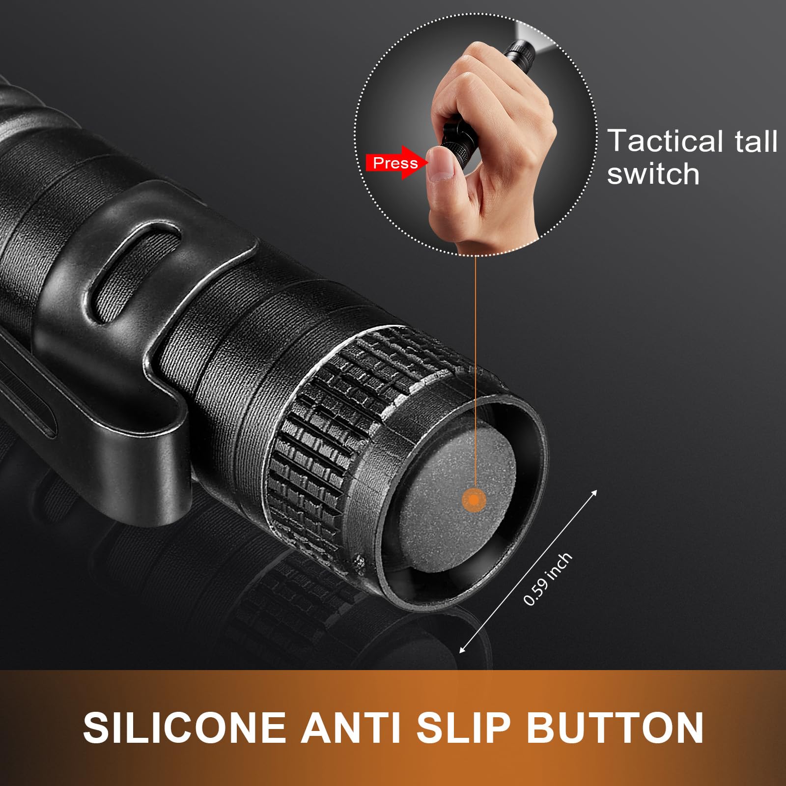 Honoson Mini LED Pen Light Flashlight - Aluminum, Black, 3.5 & 5.2 Inches, Pocket Size, Clip for Inspection & Emergency Use