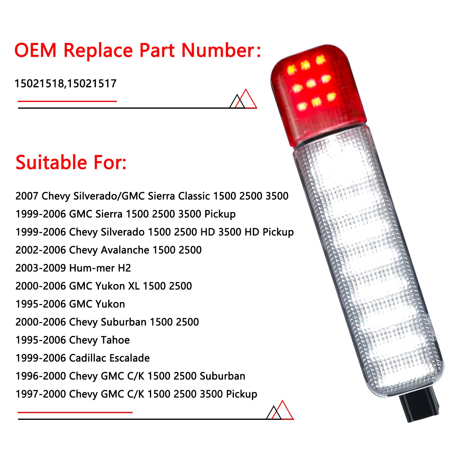 GZZTORES LED Door Lights for Chevy Silverado GMC C/K, Sierra 1500 2500 3500, Suburban, Avalanche, H2, Yukon - Red & White Interior Lighting