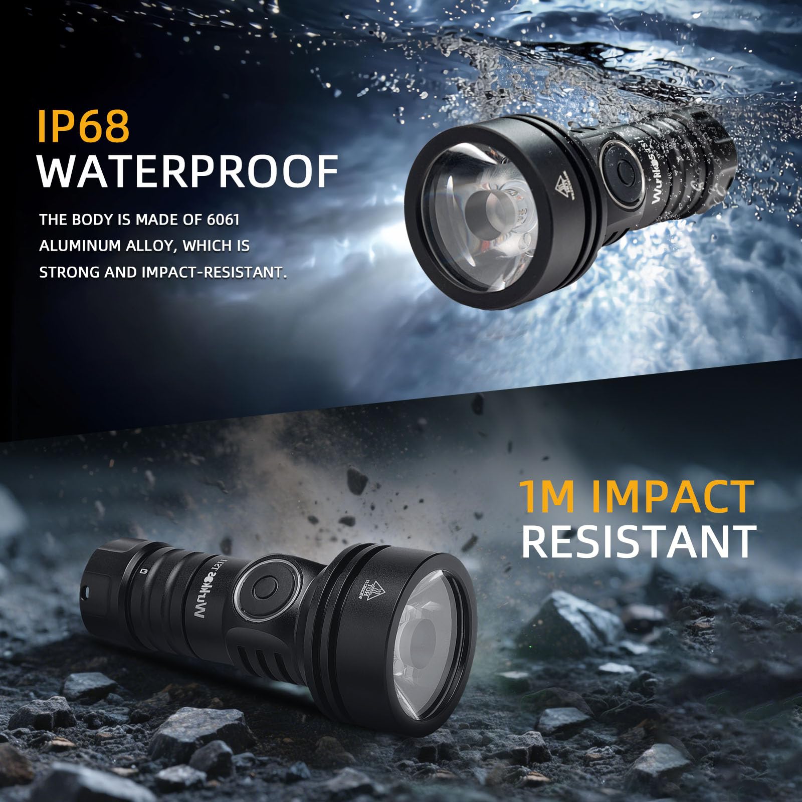 Wurkkos TS11 EDC Flashlight, Rechargeable LED, 616M Beam, Compact, Aluminum, Small, Black New