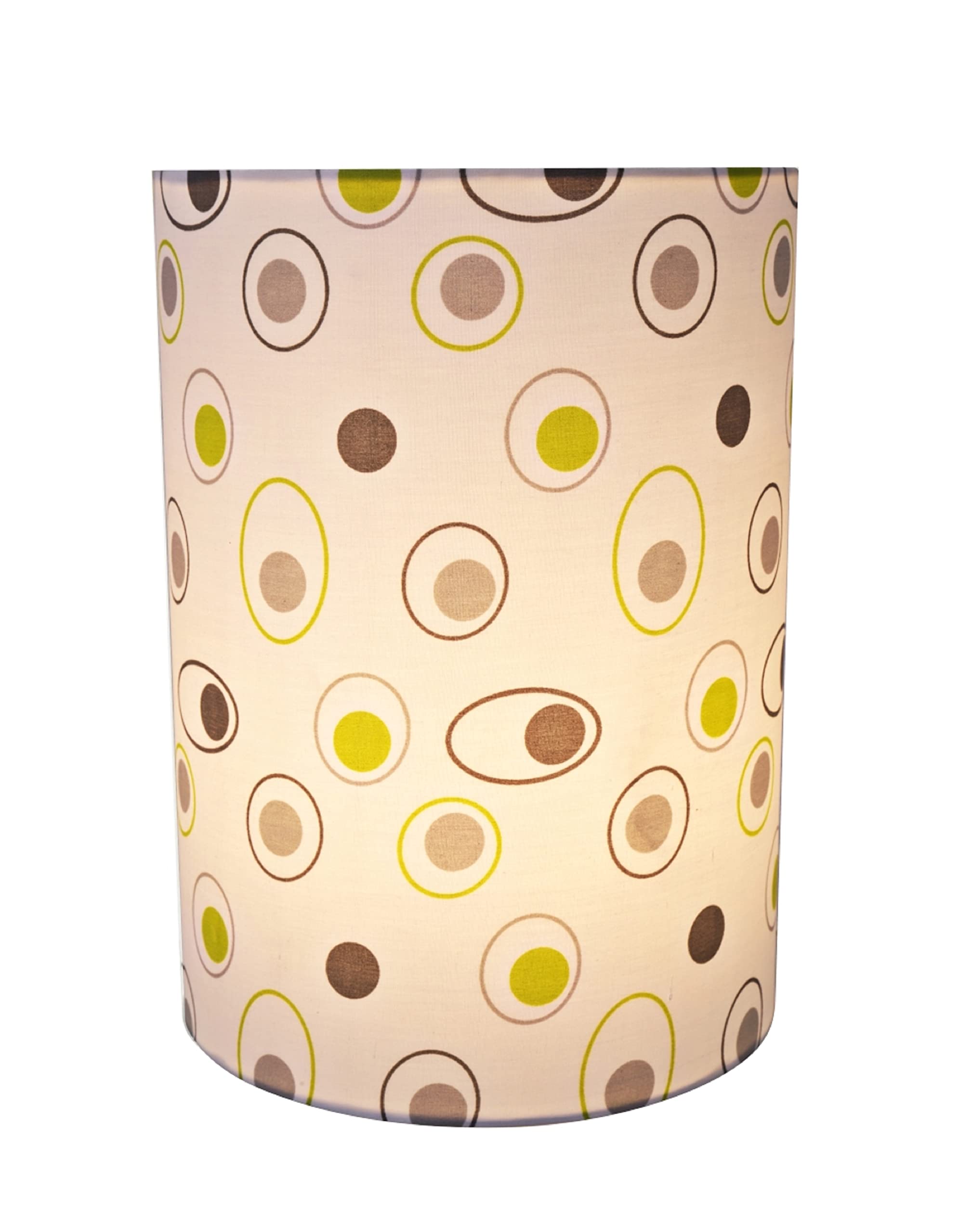 Aspen Creative Drum Lamp Shade, Off-White Circled Pattern, Linen, 8in x 8in x 11in, Model 31130A