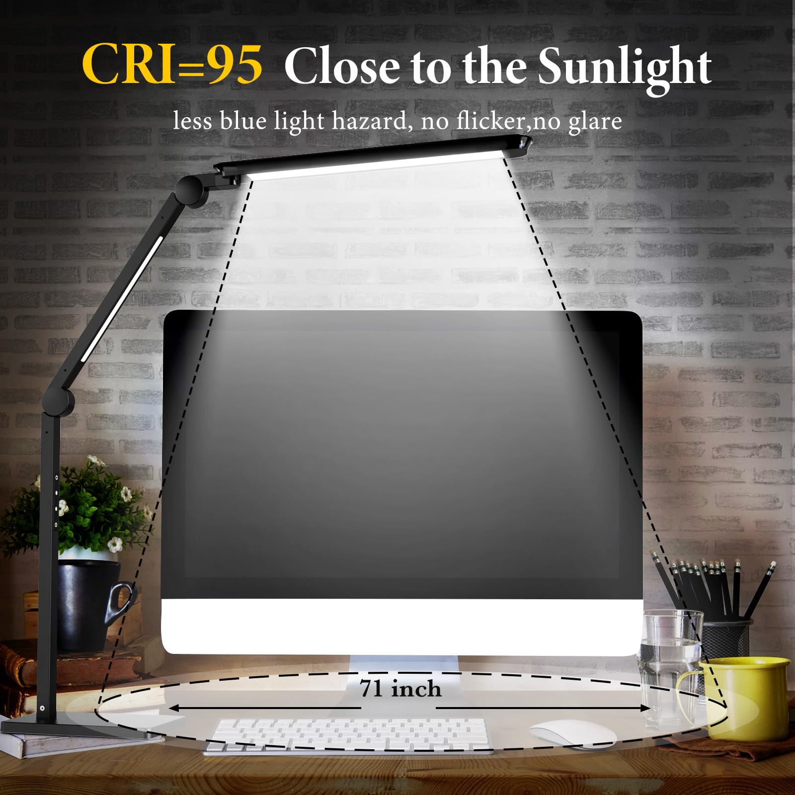 Led Desk Lamp For Home Office,Creative Touch Reading Light, With Memory Dual Light And Adjustable Swing Arm,15W 4 Cct Eye-Care Modes & 4 Brightness Levels Table Lamp With Usb Charging Ports-Black