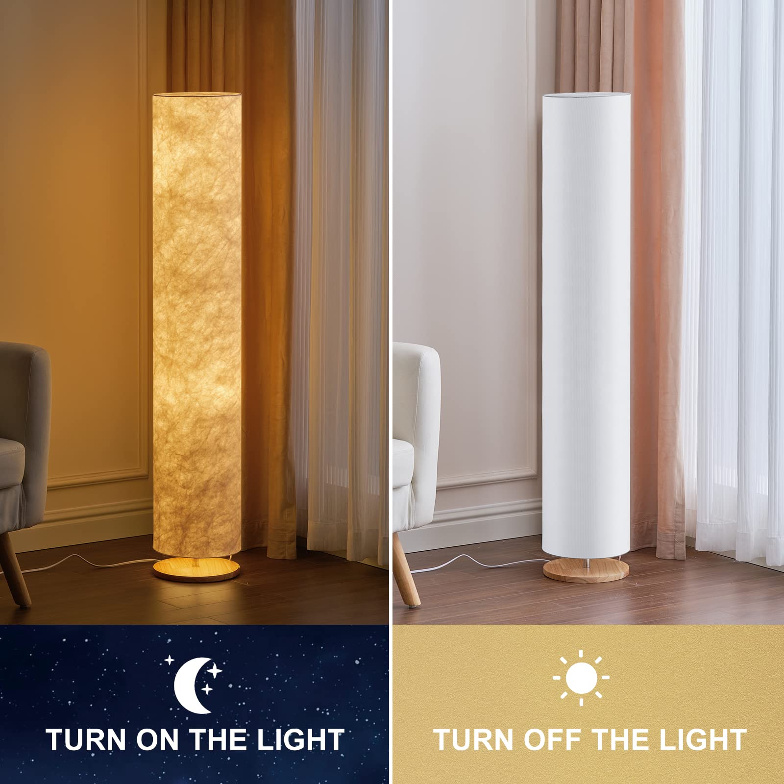 Soft Light Floor Lamp, 58 Inch Simple Design Morden Slim Warm Light 3000K Led Tyvek Fabric Shade With Led Lamp For Living Room Bedroom Game Room