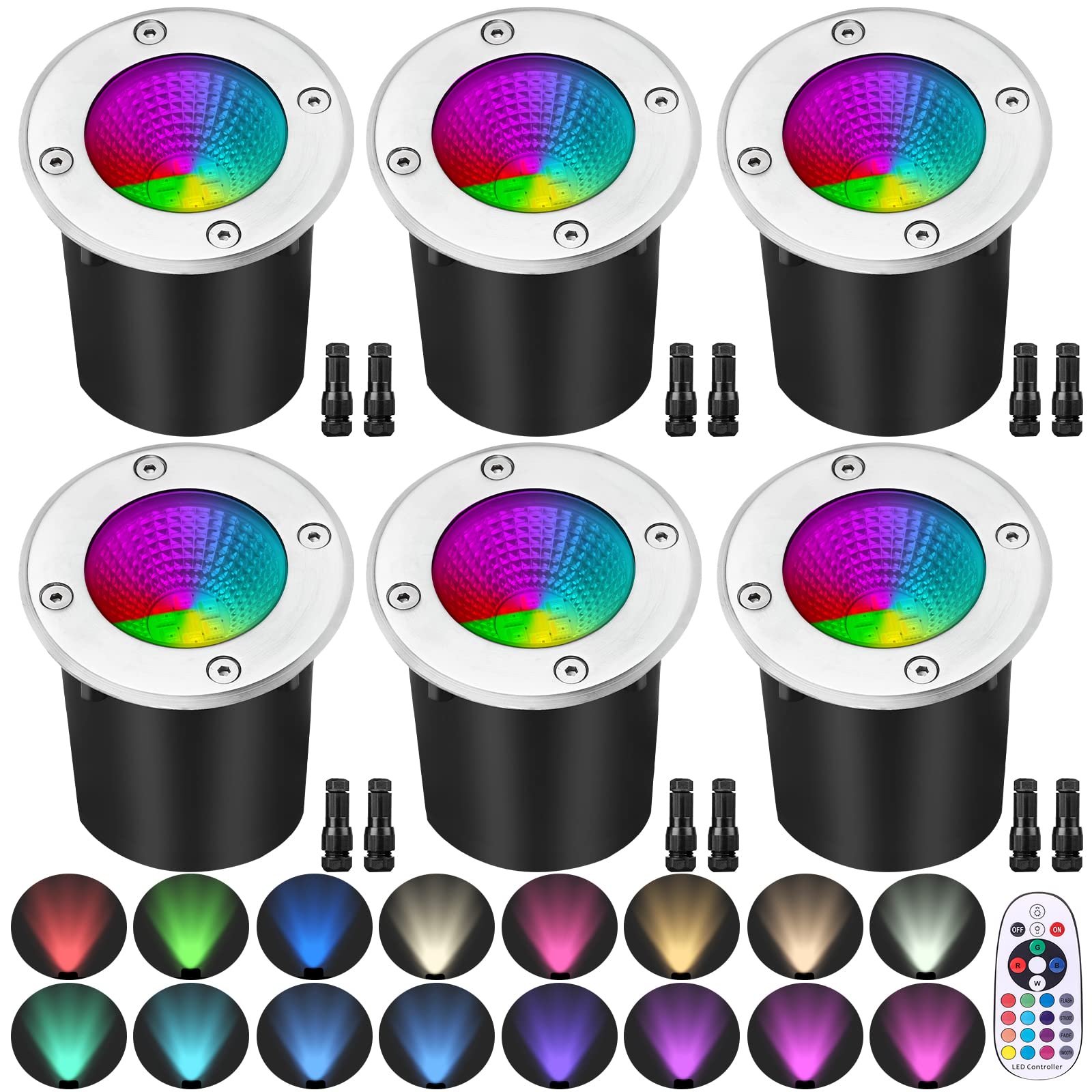 Eleglo 10W Rgb Landscape Lights, Color Changing Led Well Lights For Garden & Patio (6 Pack)