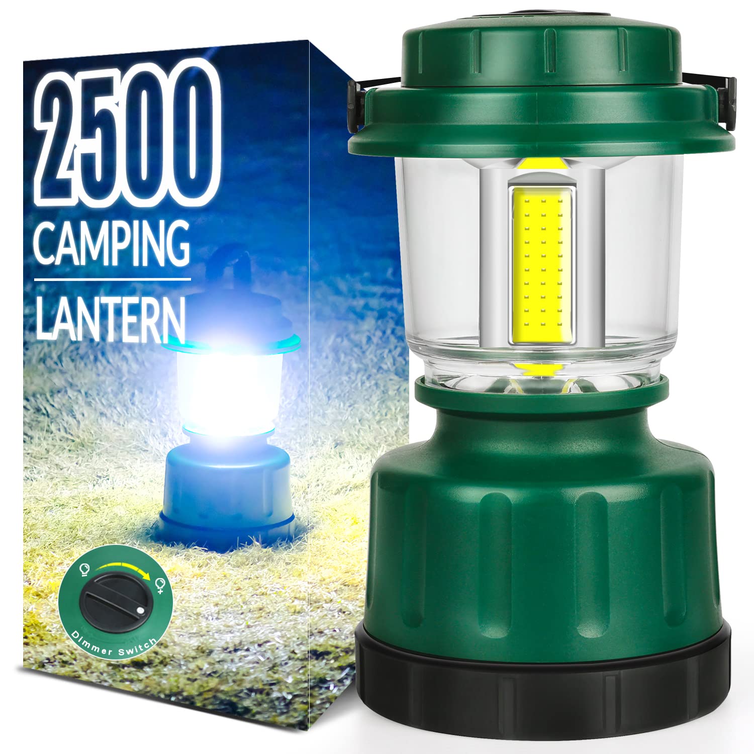 Elesall Led Camping Lantern - 2500Lm Cob, Water Resistant, Battery Powered For Emergency, Hiking