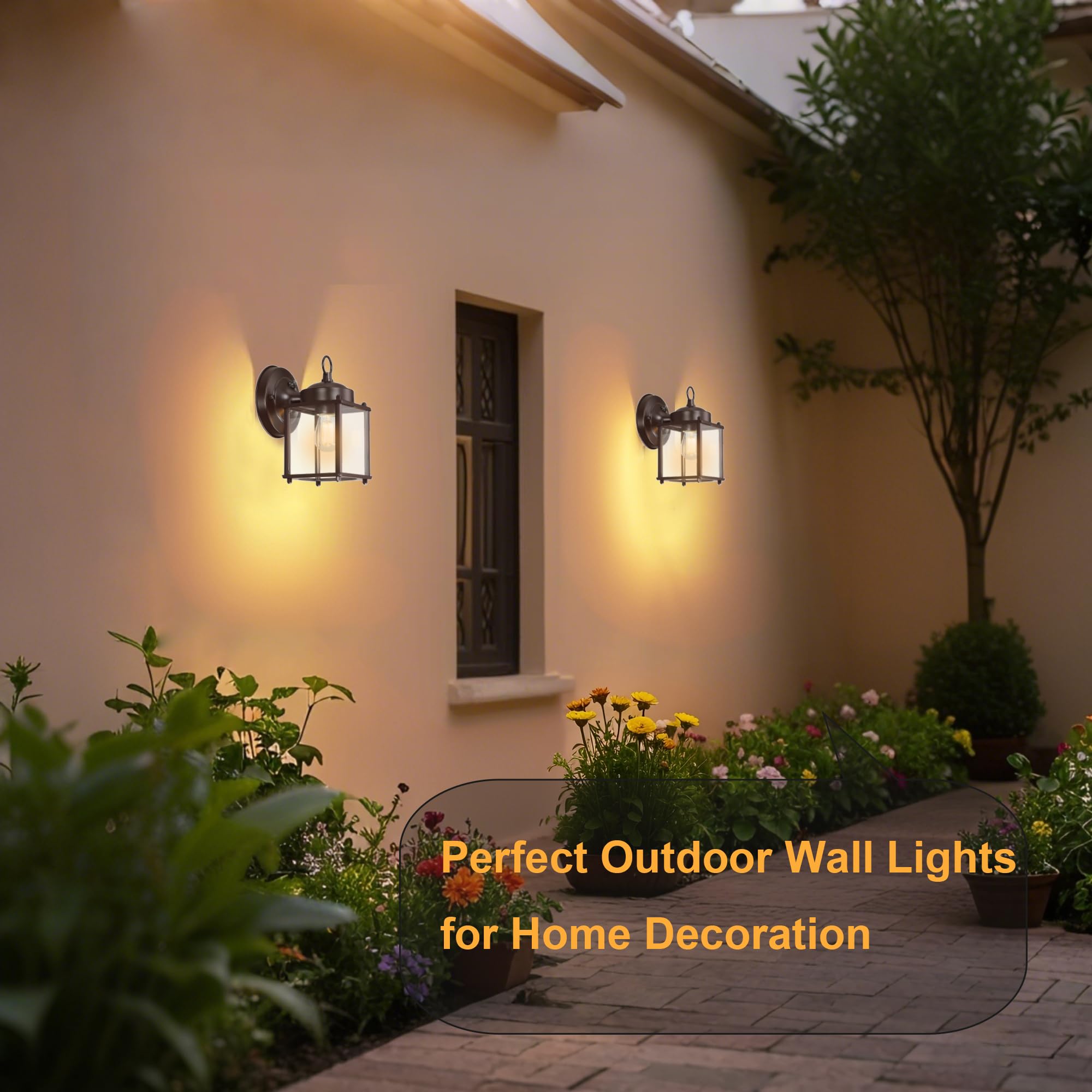 GRUENLICH Dusk to Dawn Outdoor Wall Lantern, 4 Pack, 8 Inch, Bronze, Metal, Model GR-WL008D2D-BRZ-4PK