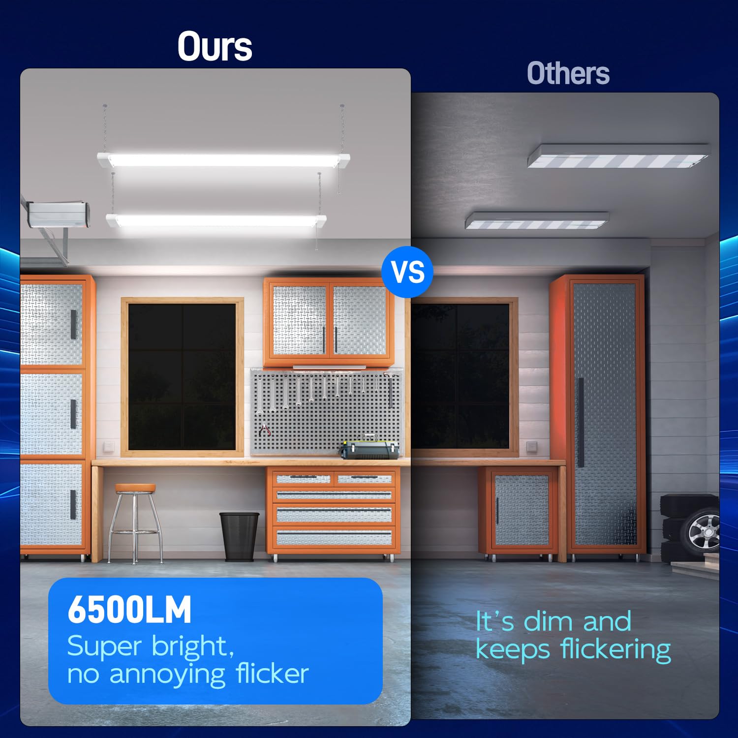 Hykolity 4 Pack 4Ft Linkable Led Shop Light For Garage  6500Lm  4Ft 60W Utility Light Fixture  5000K Daylight Led Workbench Light With Plug  Hanging Or Surface Mount  White - Etl