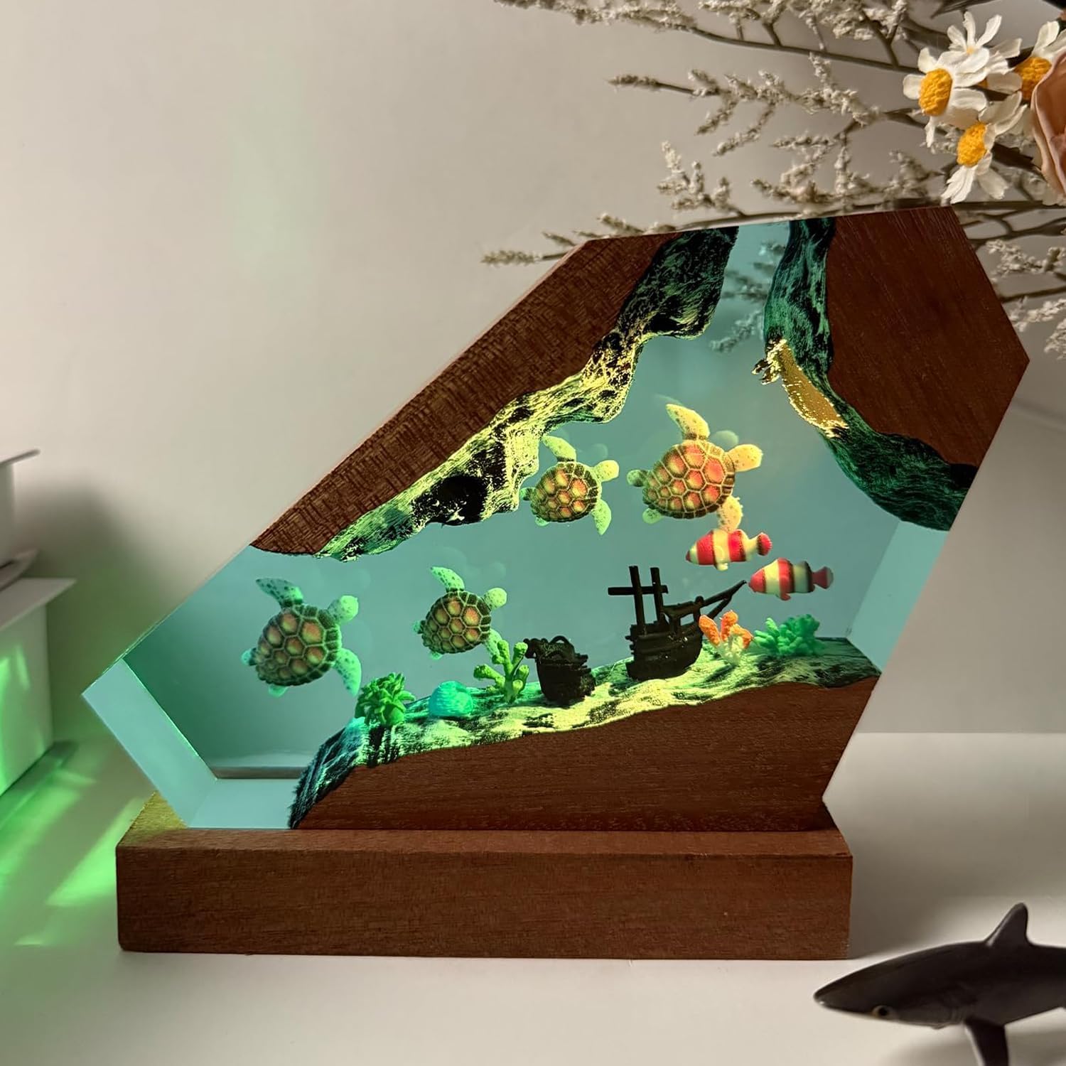 Sea Turtle Ocean Resin Lamp - Handmade Resin Night Light with USB Port  Variable Lights  Sea Turtle Gifts for Women and Men  Ocean Enthusiast Collectibles  Unique Birthday Gifts for Him & Her (6x4)