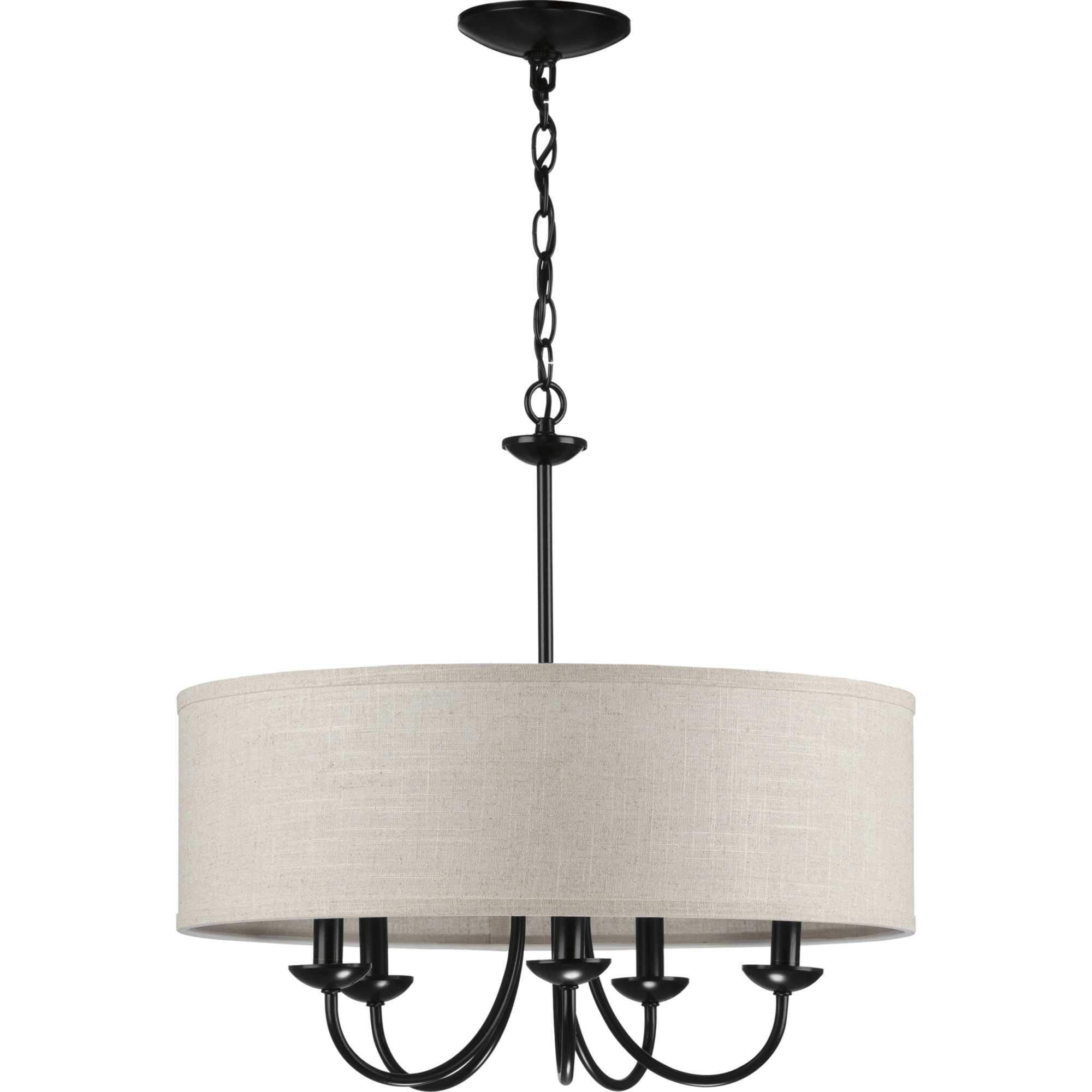 Progress Lighting Five-Light Chandelier, Farmhouse Style, Matte Black, 21-1/8" x 21-5/8", Alloy Steel, Model P400193-031
