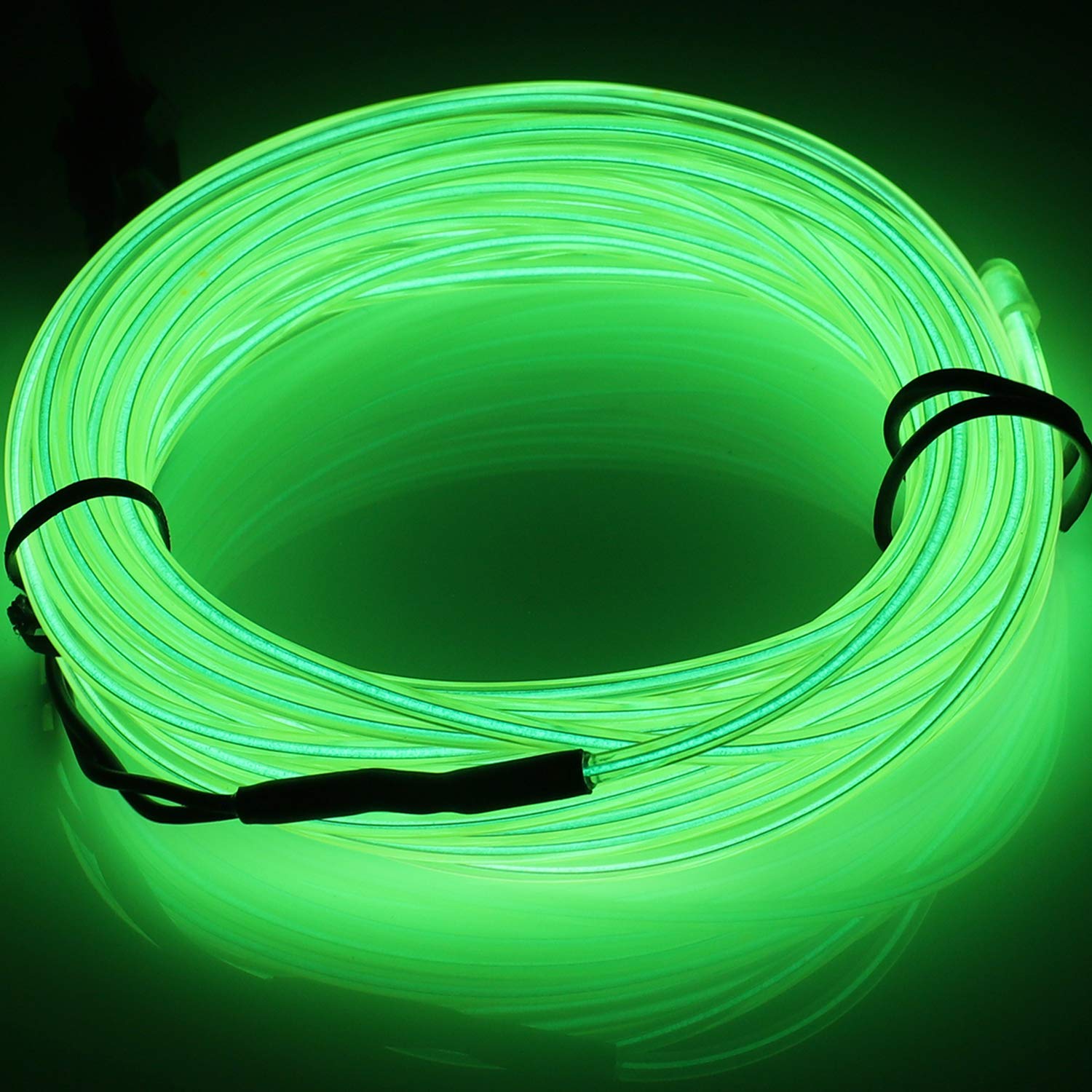 Jiguoor Usb Rechargeable El Wire 32.8Ft/10M (5Mx2) Bright Neon Light Strip 360° Illumination Neon Tube Rope Lights For Diy, Festival, Party, Halloween, Chrismas (32.8Ft/10M, Fluorescent Green)