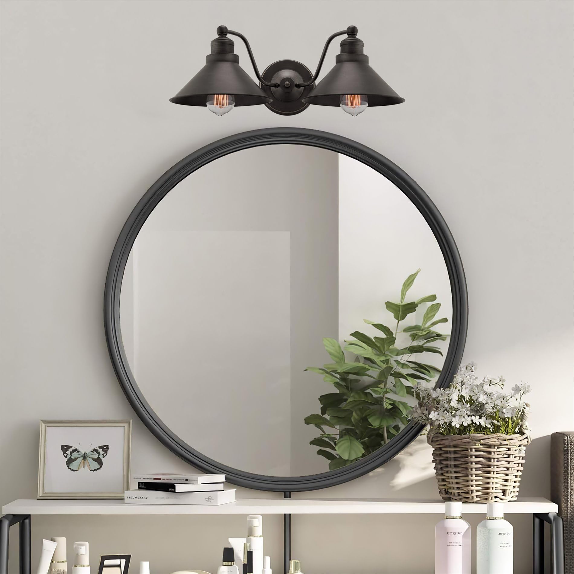 Kira Home Welton 25.5 Modern Industrial 3-Light Vanity/Bathroom Light, Brushed Dark Industrial Bronze Finish