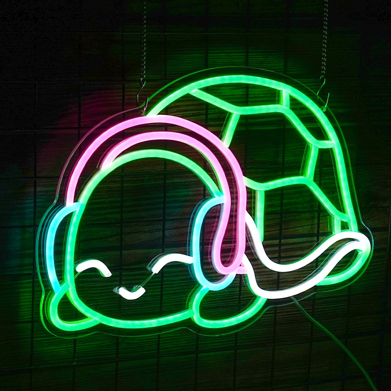 LISIGNVE Turtle Neon Sign - Dimmable LED Wall Light Art, 16.1 x 11.4 inches, Green White Pink for Bedroom, Bar, Club Decor