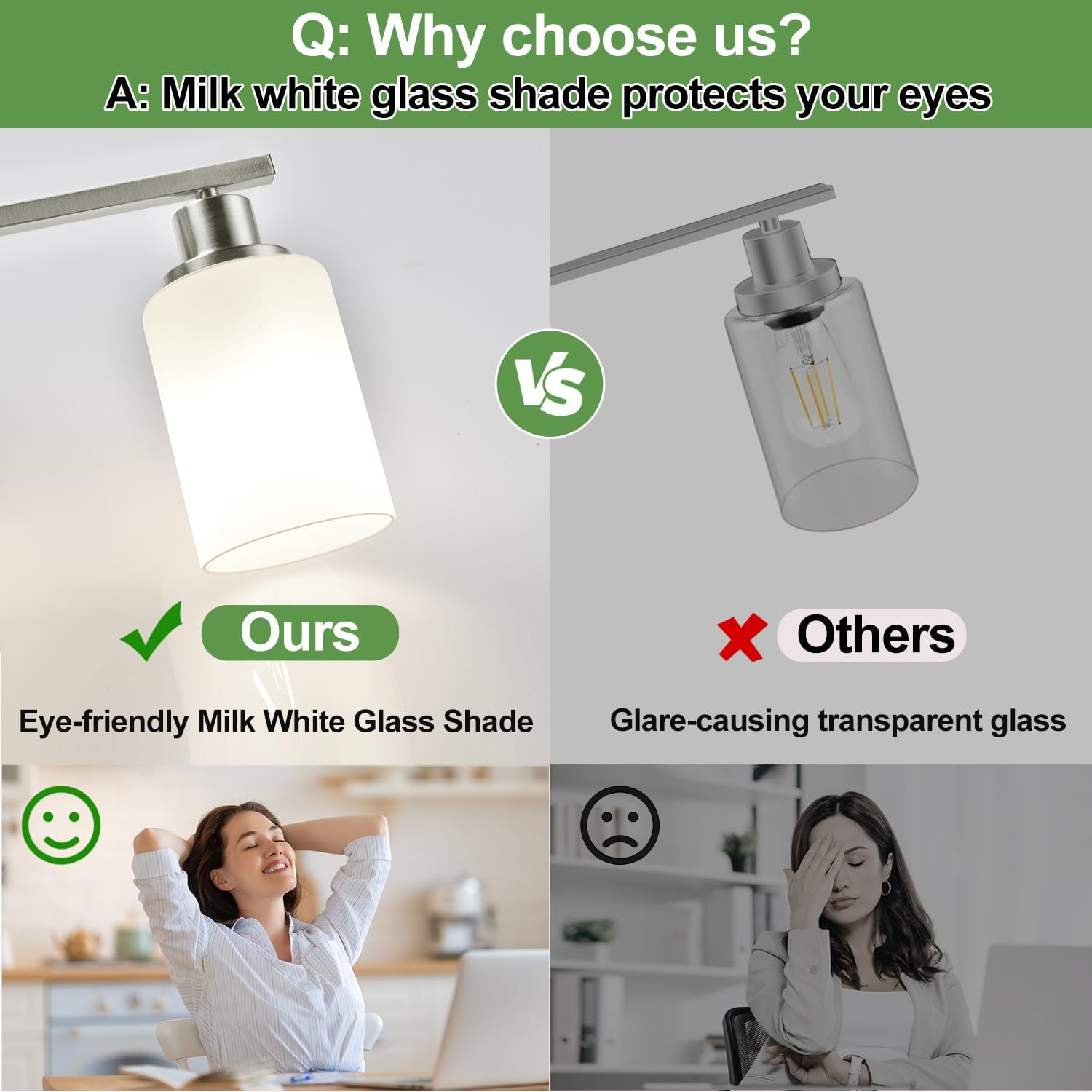 3-Light Bathroom Light Fixtures  Brushed Nickel Vanity Light With Milky White Shades  Bathroom Lighting Fixtures Over Mirror  Modern Bathroom Wall Lamp For Mirror Living Room Cabinet Bedroom