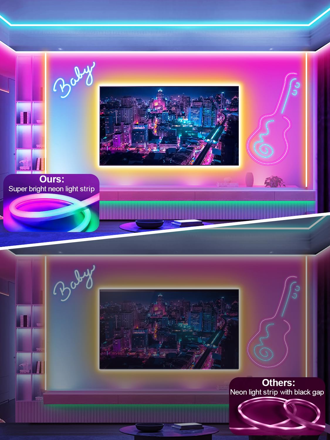 Ledagic 100ft RGB Neon Rope Lights, IP65 Waterproof, Flexible LED Strip with App & Remote Control, Ideal for Indoor/Outdoor Use