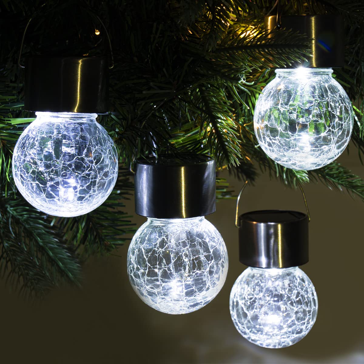 GIGALUMI Solar Hanging Lights, 8 Pack Multi-Color Changing  ed Glass Lanterns, Waterproof for Garden, Yard, Patio, Lawn, Cold White