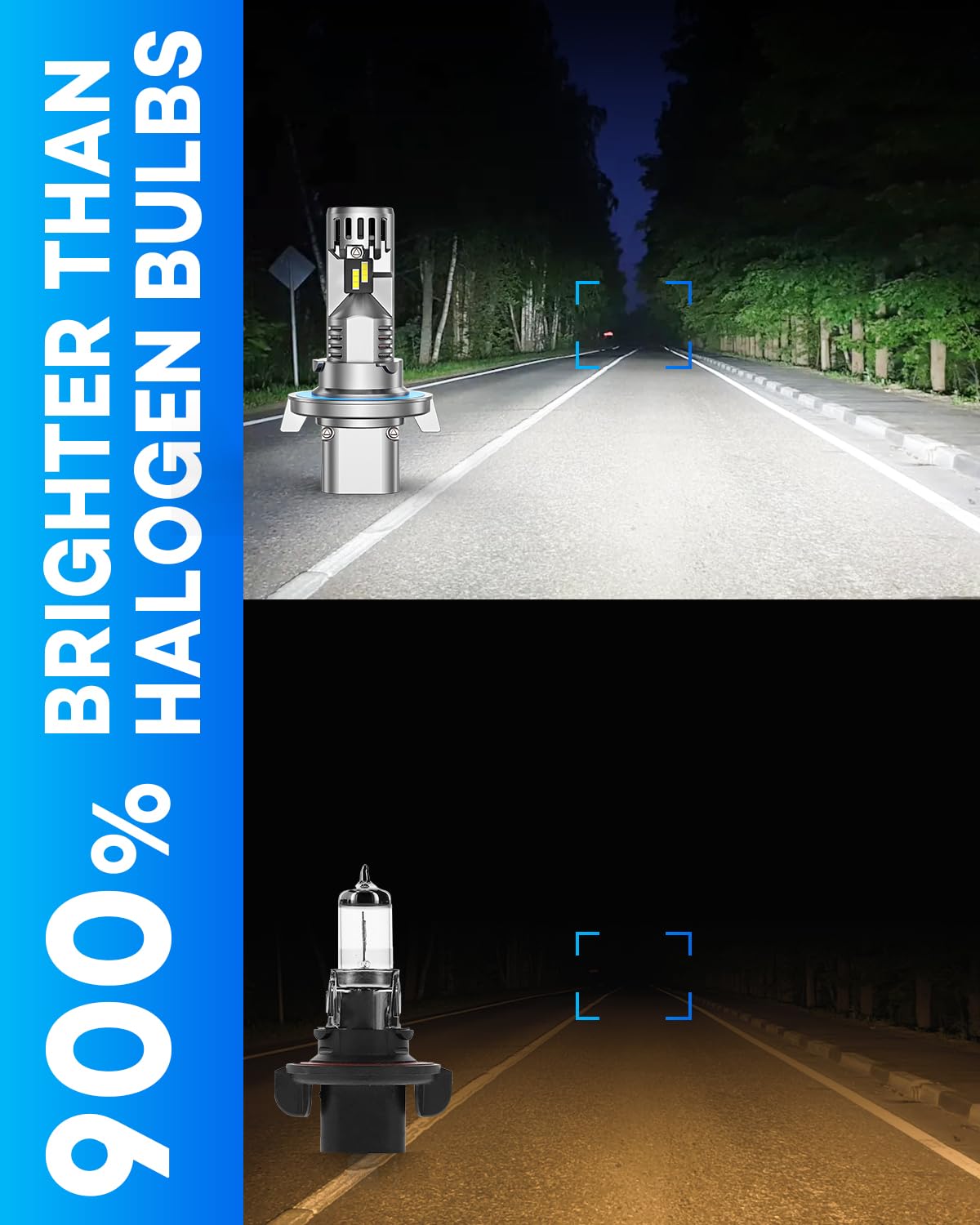 FAHREN H13/9008 Bulb - 40000LM Ultra Bright, 6500K White, Wireless Plug & Play, 70000H Lifespan, Pack of 2