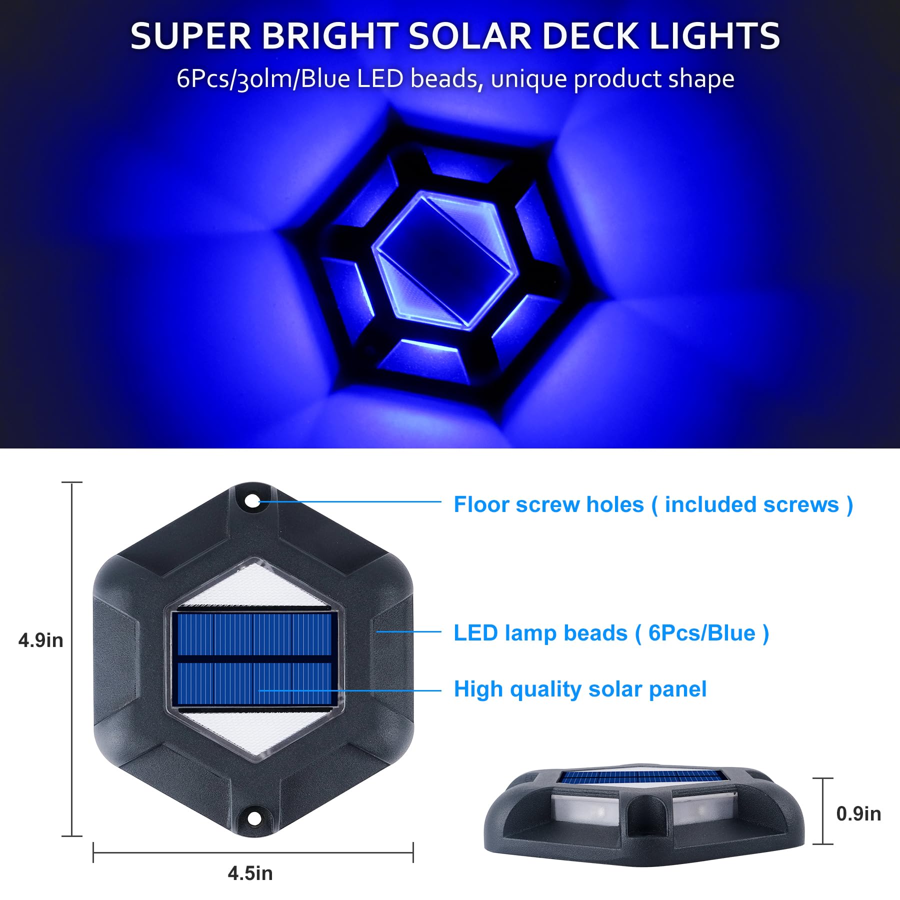 Crepow 8 Pack Solar Dock Lights - Waterproof Led Outdoor Aluminum Step Lights For Driveway & Garden