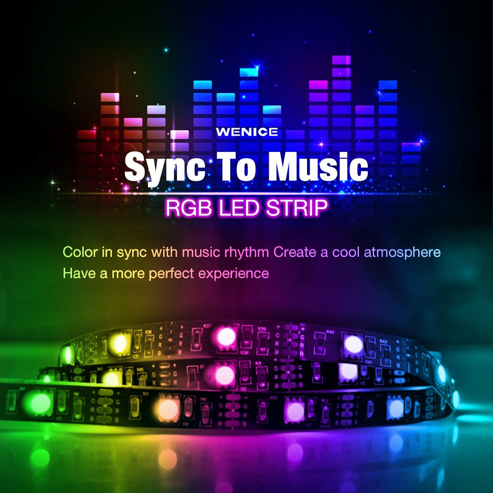 Wenice Led Light Strip 14.8Ft For Tv 32-65Inch, Usb Led Light With App And Remote