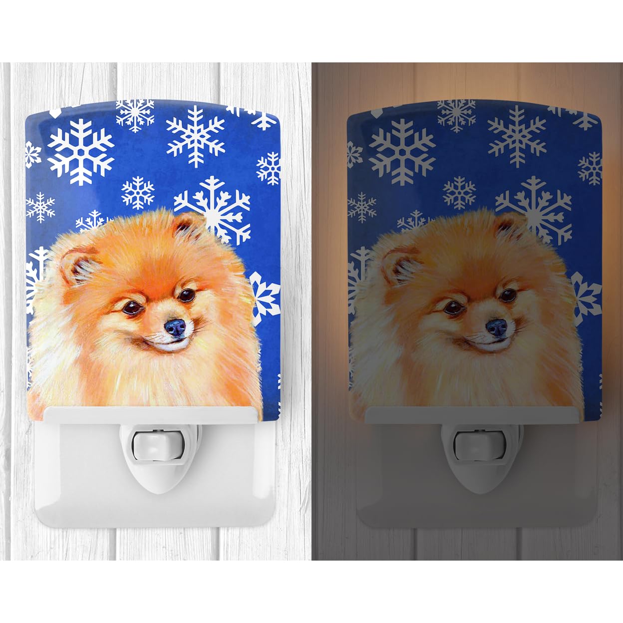 Carolines Treasures Ceramic Night Light, Pomeranian, 6x4x3, Model LH9305CNL, Multicolor, UL-Certified for Bedroom, Bathroom, Nursery