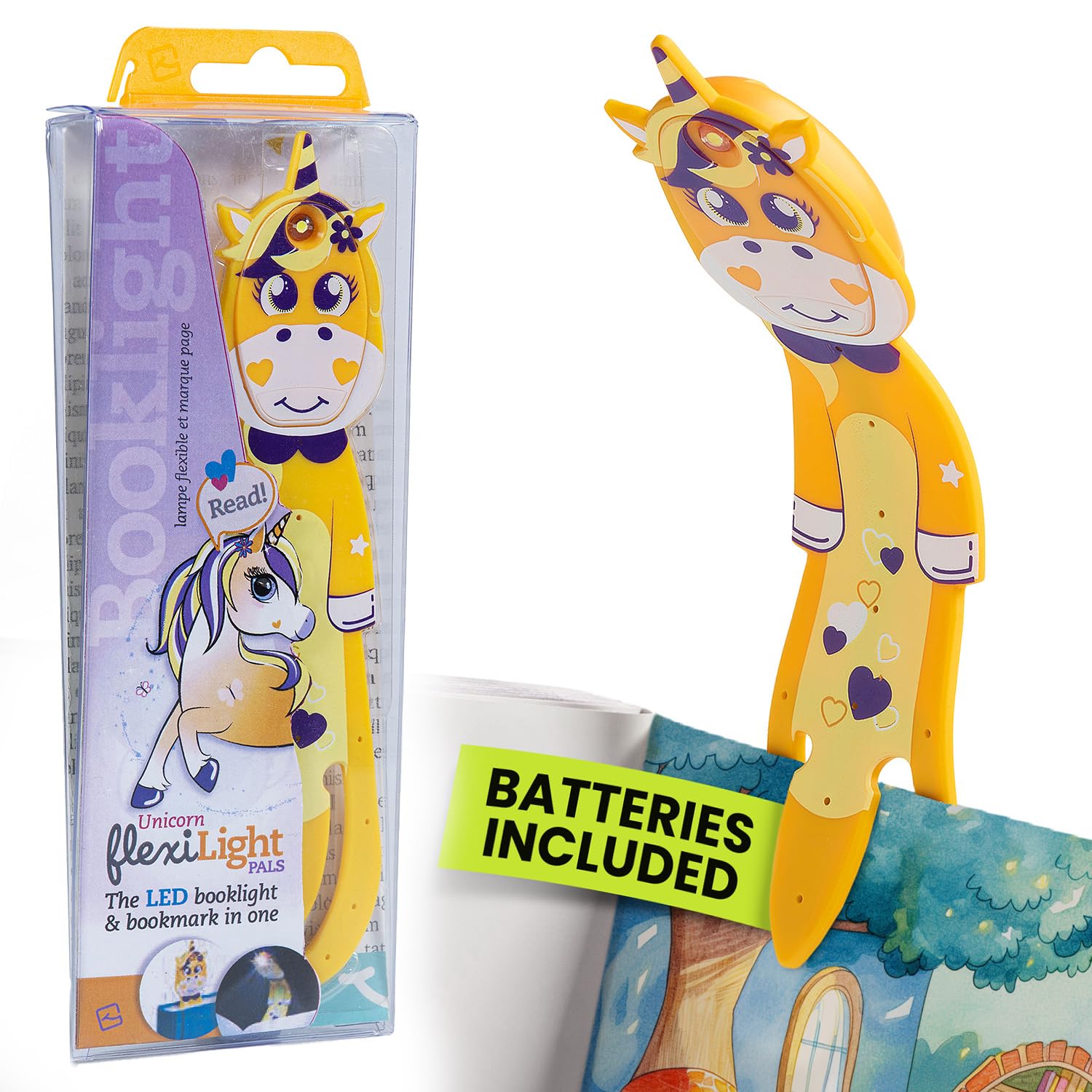 Gifts for Readers & Writers Bookmark Reading Light Unicorn Yellow - 2in1 Clip On Bookmark Kids Light for Reading in Bed, Travel