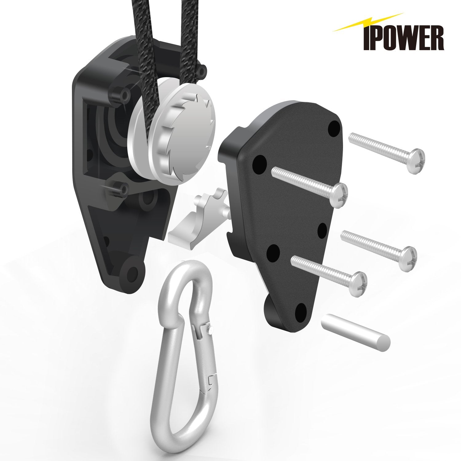 iPower GLROPEX6 Adjustable Rope Clip Hanger, 6 Pairs, 8ft, 150lbs Capacity, Reinforced Metal, Black