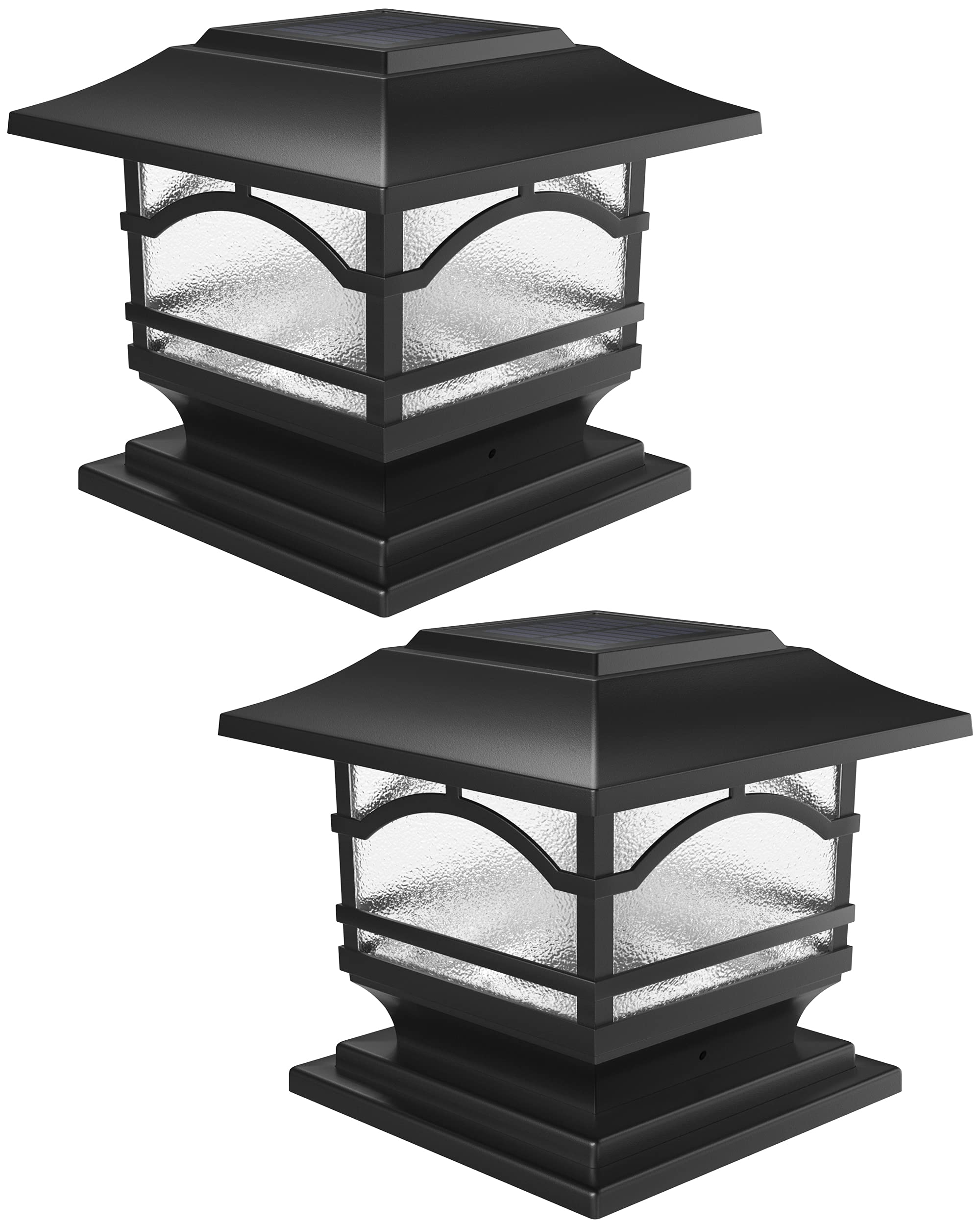Davinci Lighting enhanced Solar Post Cap Lights - 2 Pack, Slate Black, Bright Led For 4X4 5X5 6X6 Fence, Deck, Garden Or Patio