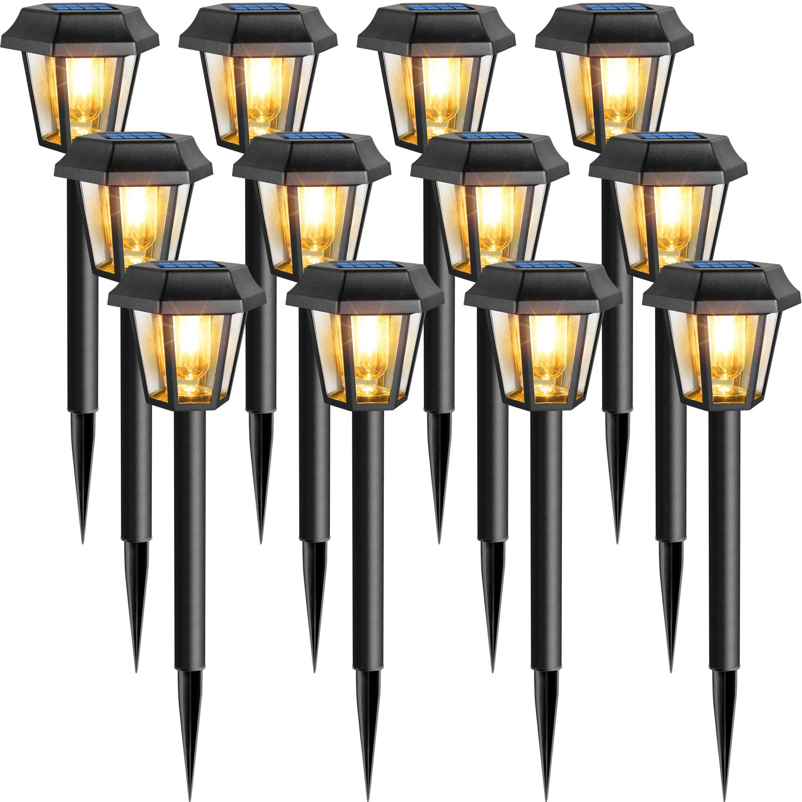 Solar Pathway Lights Outdoor 12 Pack Solar Lights Outdoor Waterproof With 3000K Tungsten Filament Bulb  Decor Driveway Lighting For Yard Garden Landscape Walkway Path Lawn FatherS Day (Warm White)