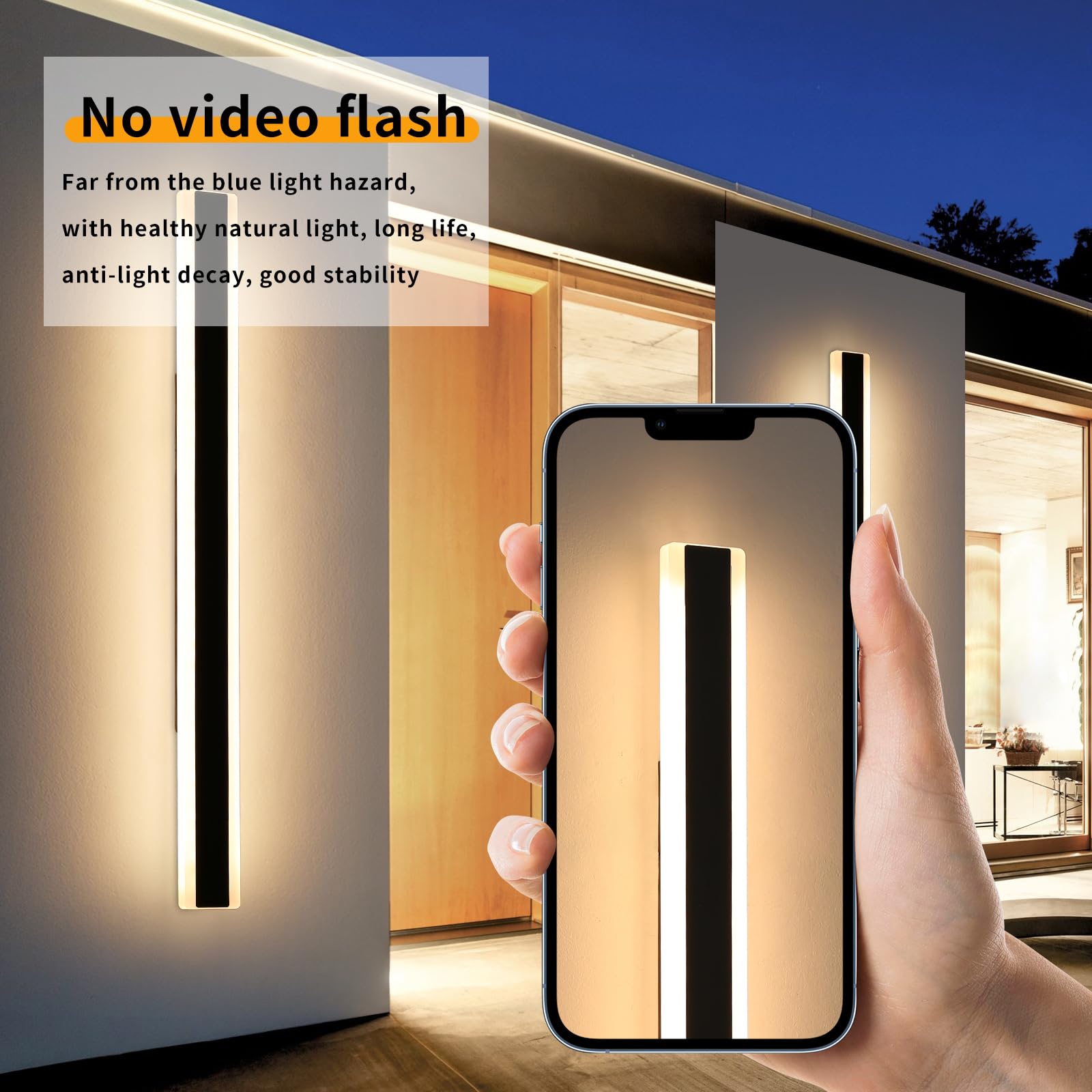 Mikeru 2Pack 57Inch Outdoor Wall Light Fixtures  10%-100% Dimmable Outdoor Wall Lights Exterior Front Porch Light 3000-6000K Wall Mounted Led Lighting For Basement  Shop Garage Lighting