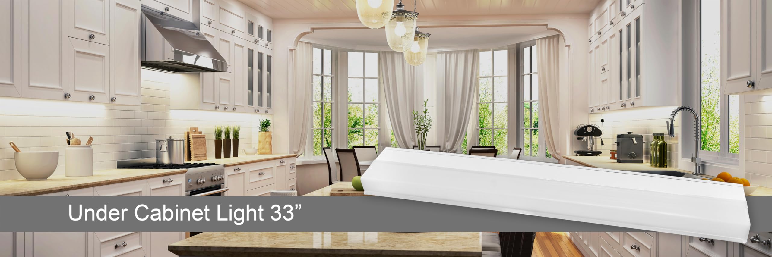 HOMEnhancements 33-Inch Dimmable Under Cabinet LED Light, Hardwired, Color Selectable Soft White/ Bright White/ Daylight White, White Finish