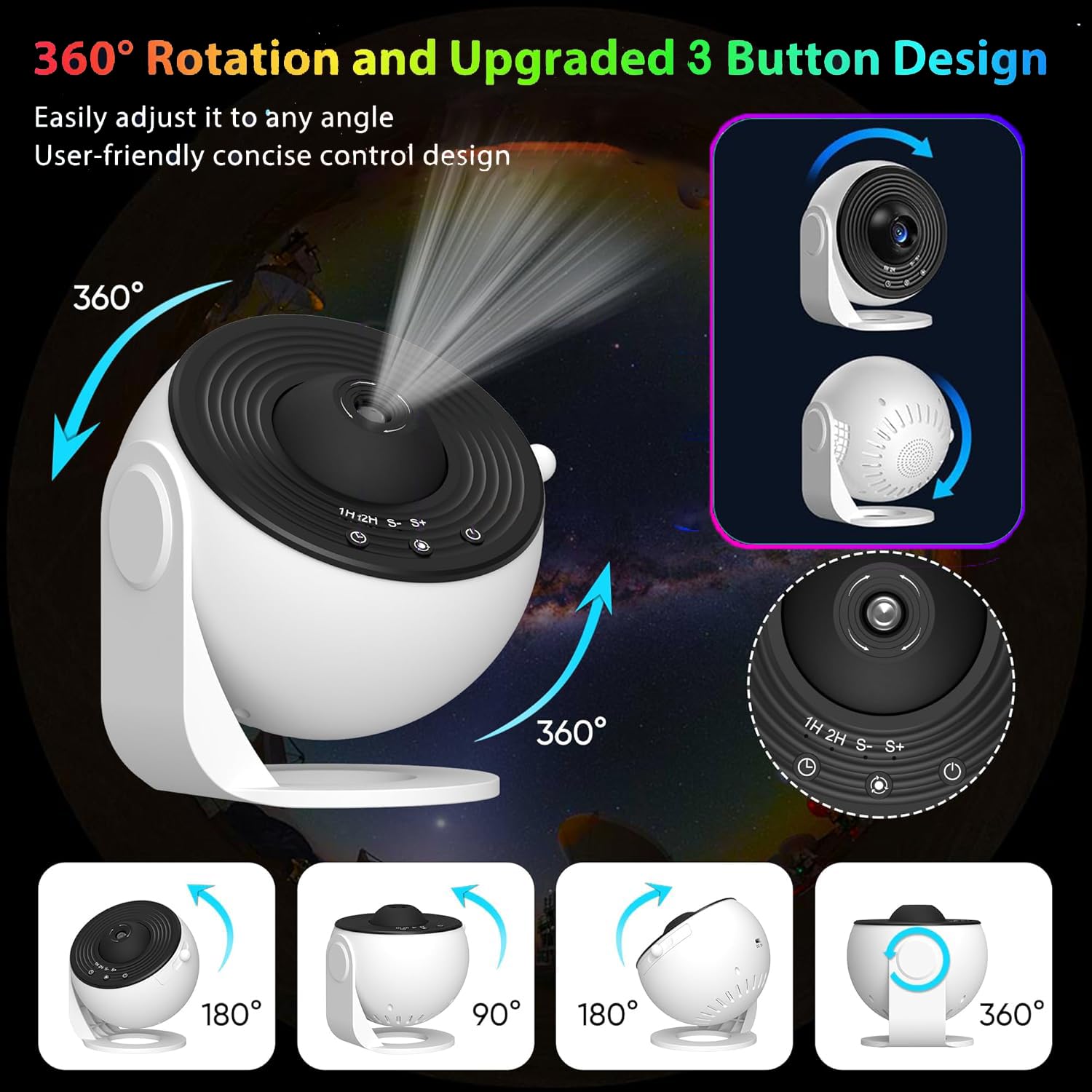 WRRLIGHT Galaxy Projector - Upgraded HD 13-in-1 Planetarium, 360° Rotating, Timer, White, Model BL-DQY02 for Kids & Adults Room Decor