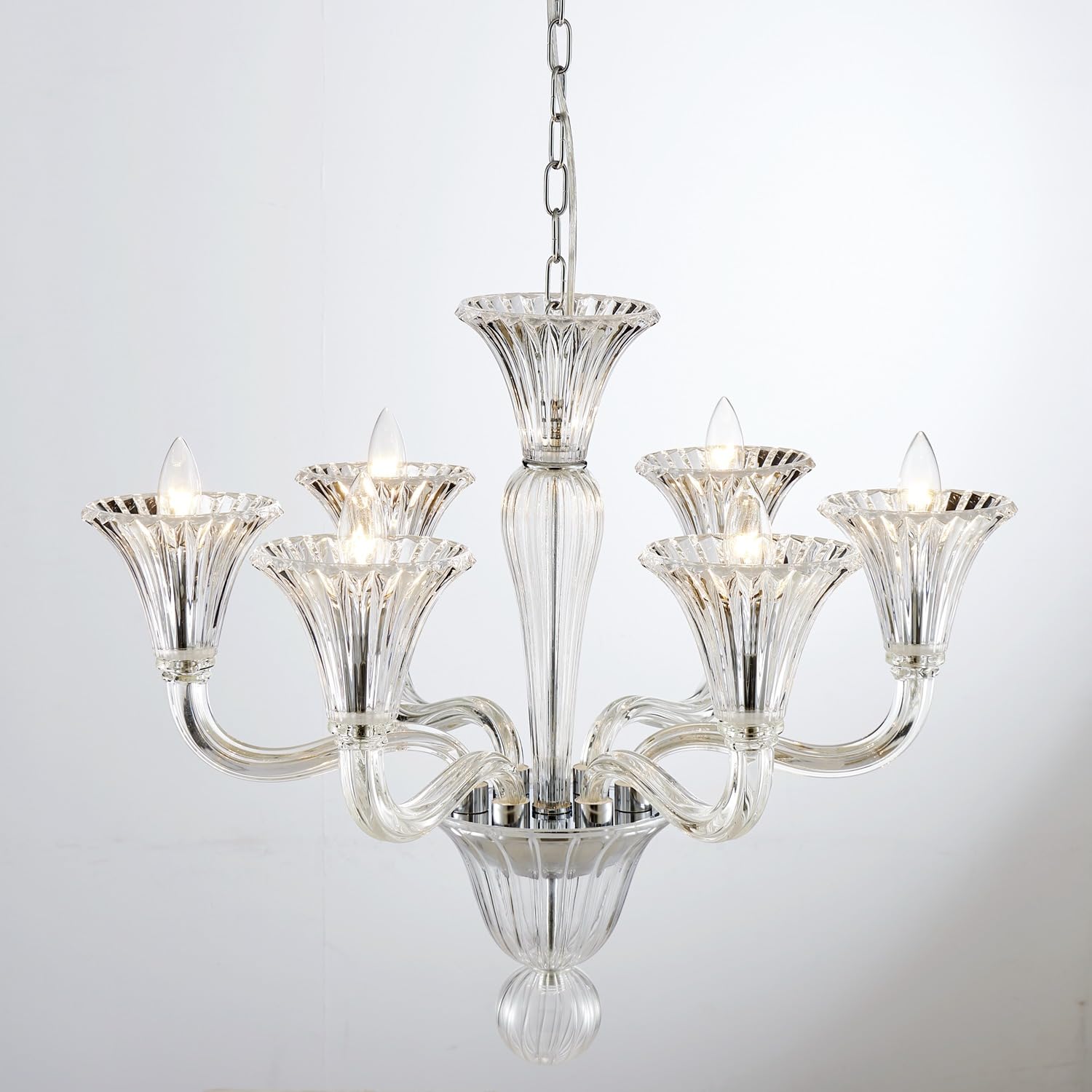 Saint Mossi 6 Light Crystal Chandelier, Modern Dining Room Lighting Fixture, Clear Crystal Pendant Light For Bedroom Livingroom,