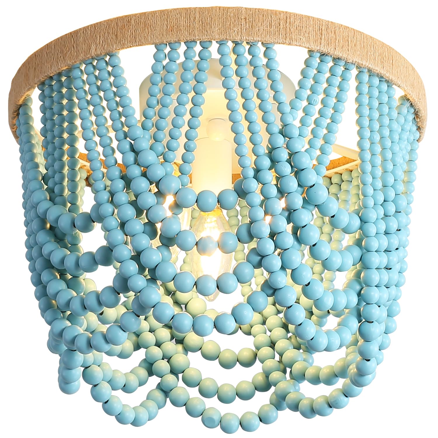 RyaHQ Bohemian Lighting Bohemian Chandelier Handmade Beaded Chandelier Bohemian Lighting Ceiling Beaded Lighting 3 Shallow Wood 