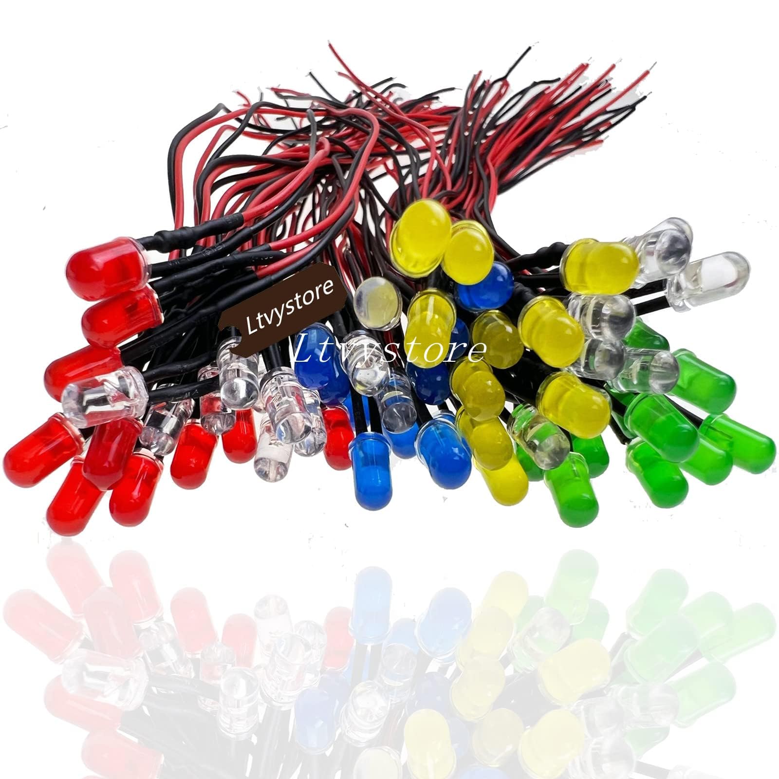 Ltvystore 60Pcs 3Mm 9V 6Colors Led Pre Wired Prewired Lamp Light Bulb Prewired Emitting Diode +60Pcs Black 3Mm Led Plastic Clip