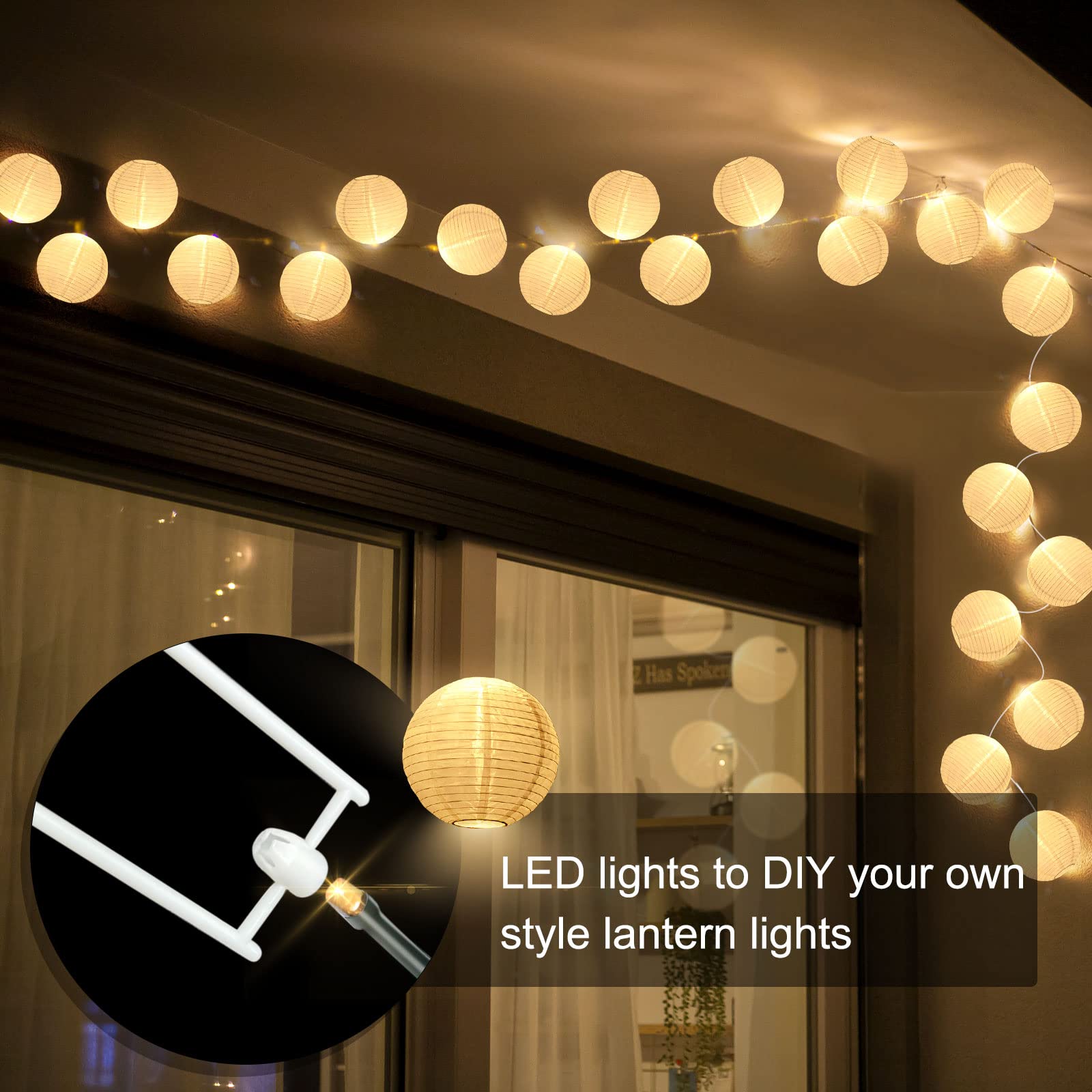 Hortsun 40 Pcs White Paper Lanterns for Weddings & Parties, 3 Inch Hanging Decorative Lamps