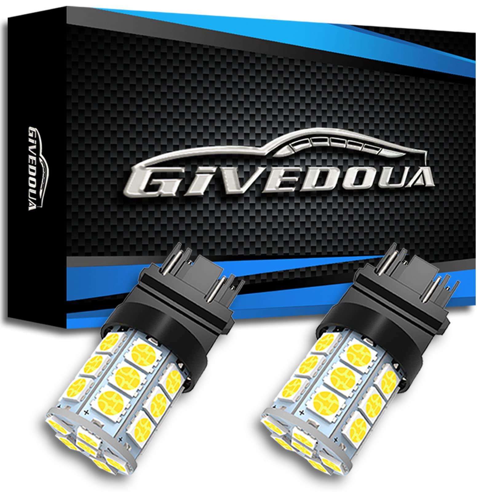 GIVEDOUA 3157 LED Bulb Super Bright for Brake, Backup, Tail Lights, 12V, White, Pack of 2
