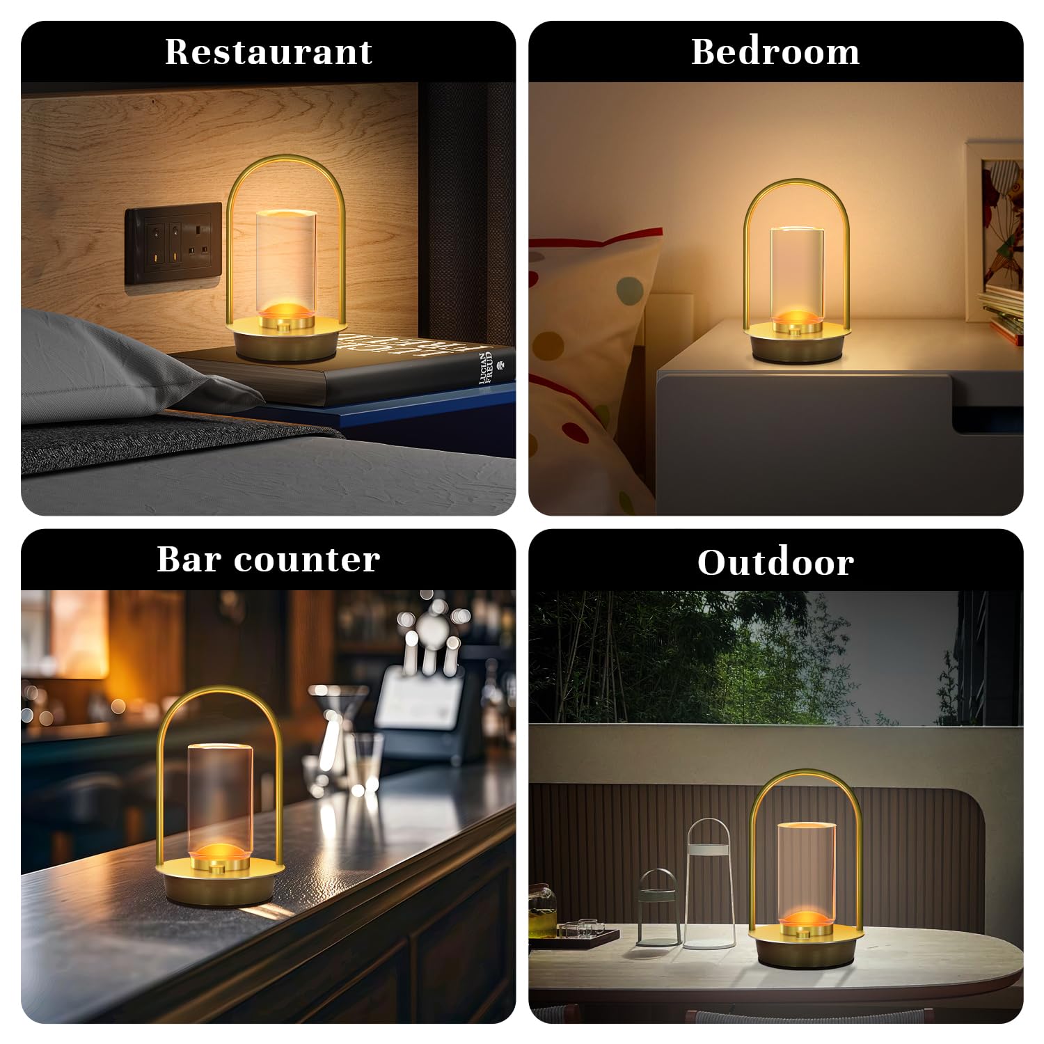 Portable Outdoor Table Lamps Set Of 2, Cordless Table Lamp 3 Colors Dimmable Table Lamps Rechargeable Small Table Lamp For Livin