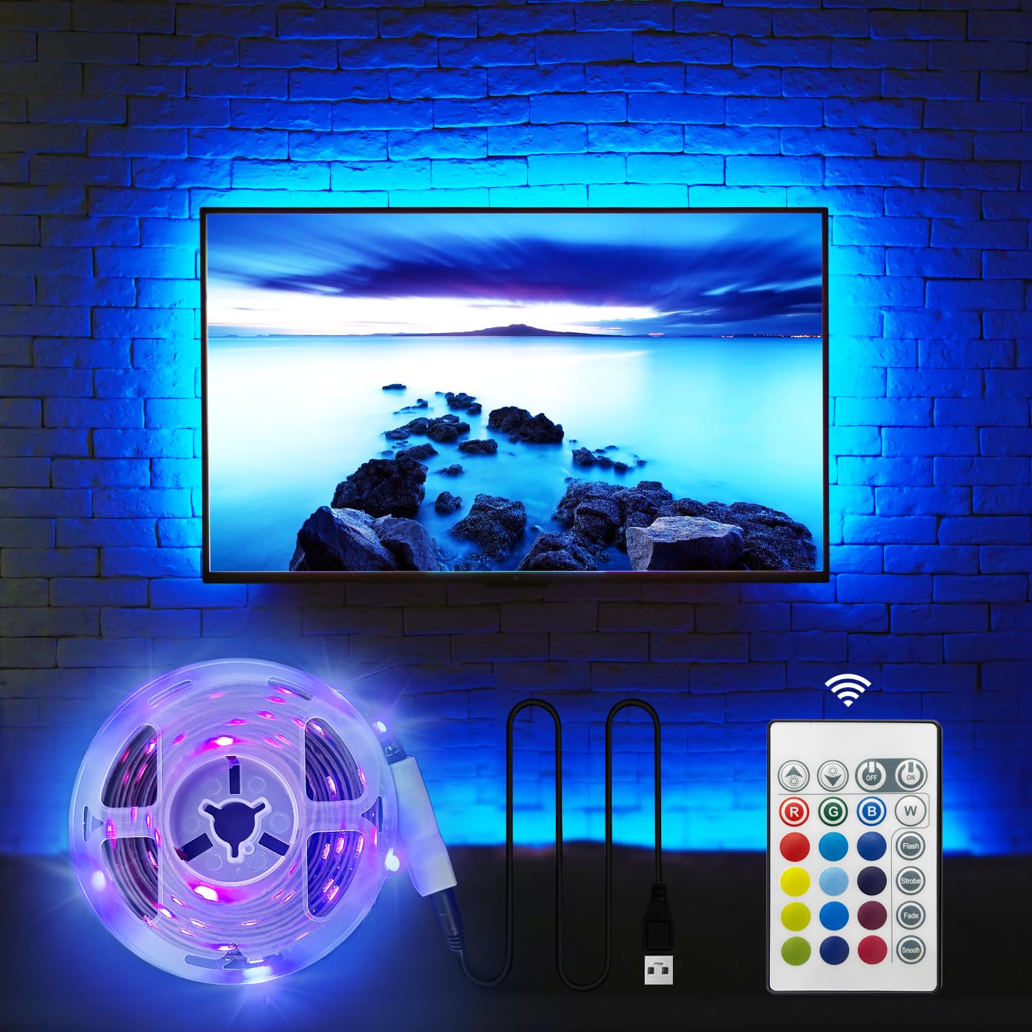 Hamlite 8.2Ft Led Tv Backlight For 32-60 Inch Monitors, Multicolor Ambient Mood Lighting Kit