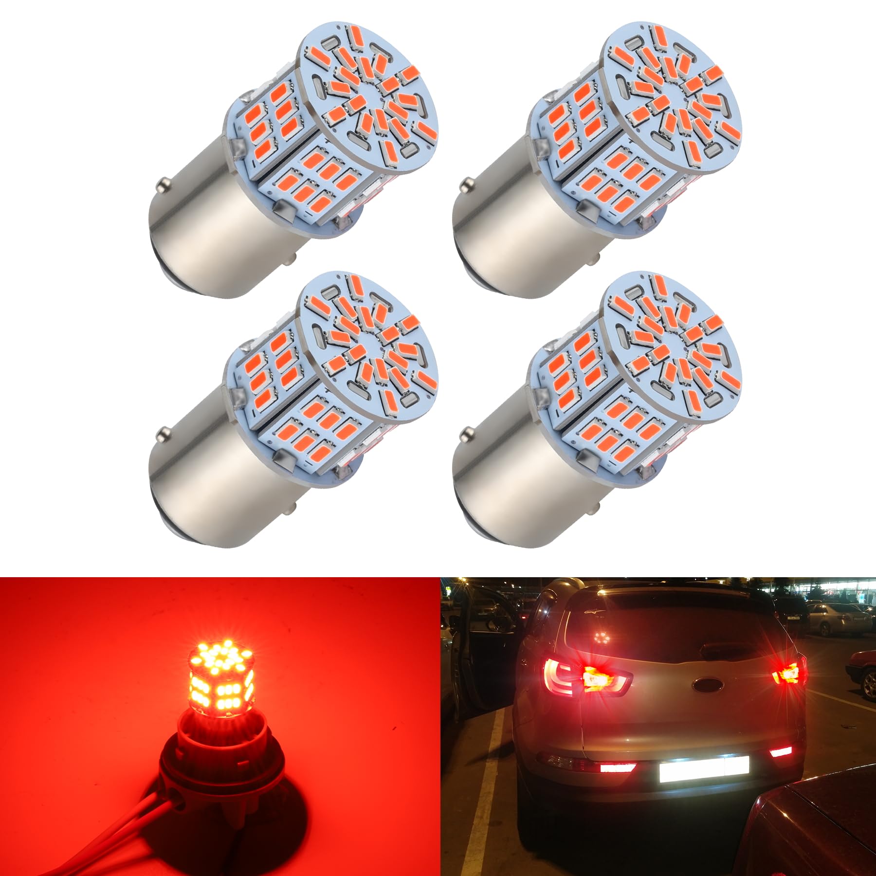 Ifunyled 4Pcs 1157 Led Bulb Brake Tail Light 12V-24V Super Bright 2357 2057 7528 Bay15D Led Replacement Light Kit Set For Car Ta
