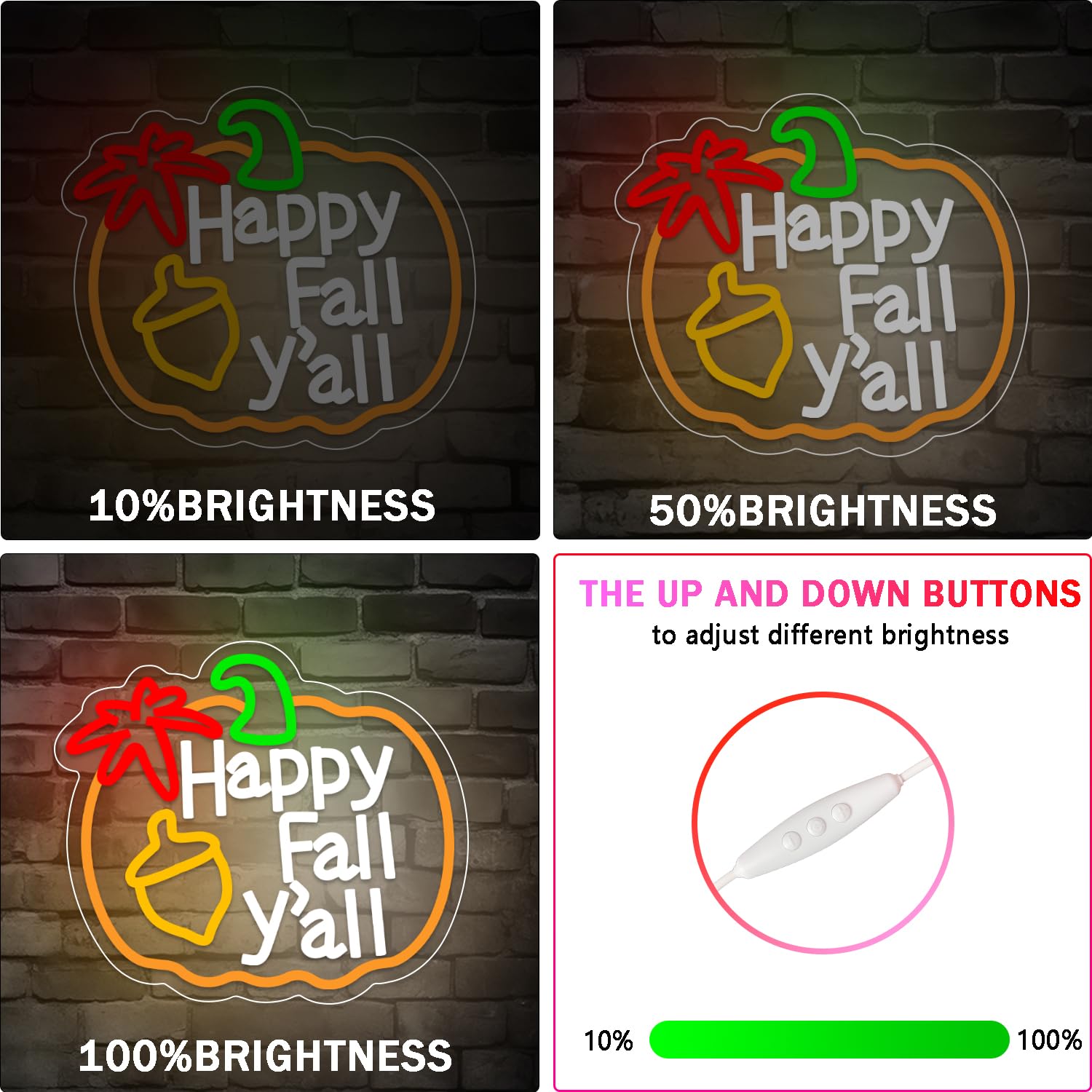 Happy Fall YAll Neon Sign Thanksgiving Pumpkin Neon Sign Thanksgiving Led Neon Light Sign Thanksgiving Decorations For Autumn Room Bedroom Table Wall Decor Kids Holiday Gift Usb Powered